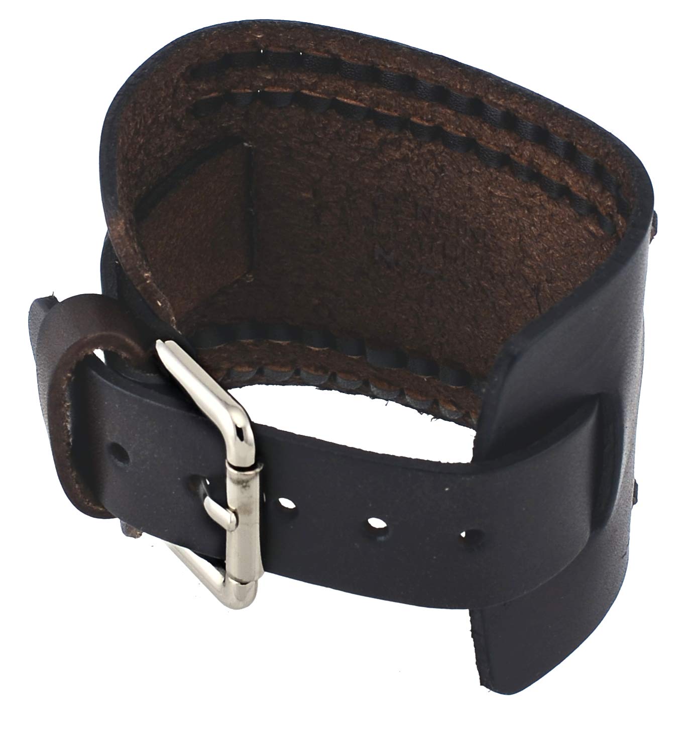 Nemesis NW-BB Dark Brown Wide Leather Cuff Wrist Watch Band