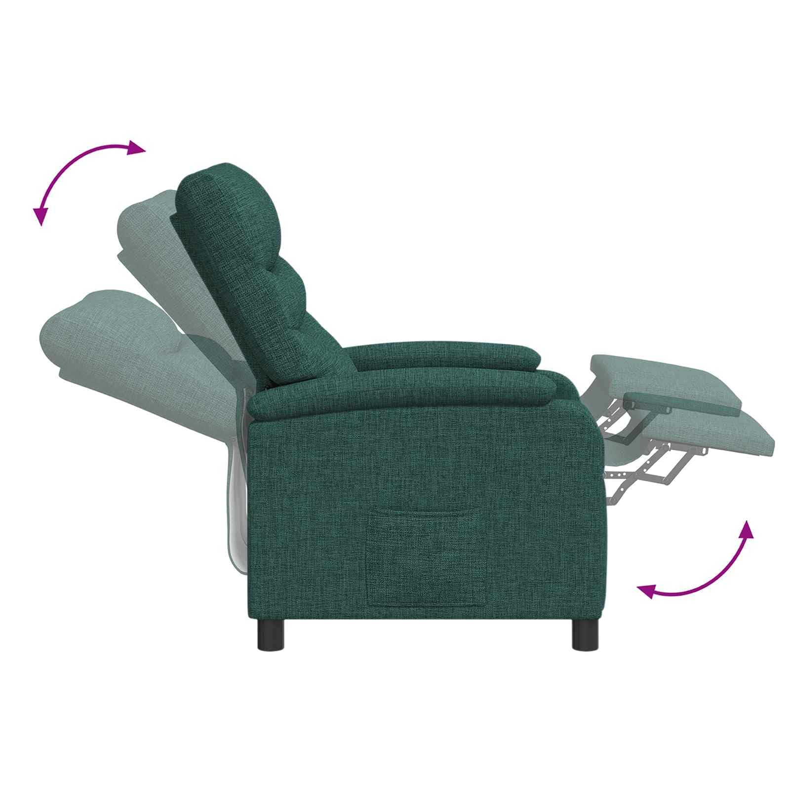 Poltrona relax verde scuro, tessuto 100% poliestere, regolabile 115-160