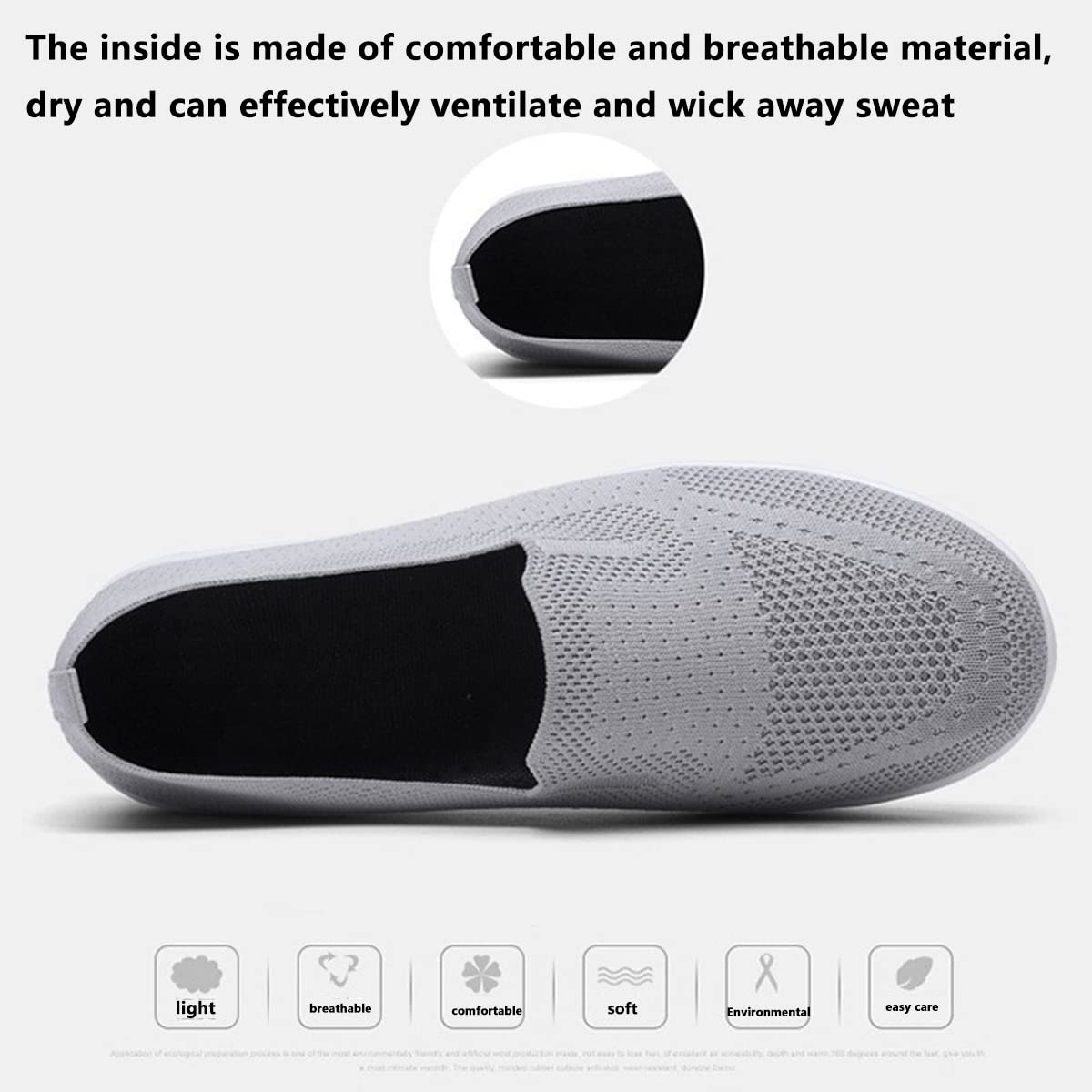 RZYW Zapatillas Slip-On Mujer Zapatillas sin Cordones para Mujer Ortopédicos Transpirables Sport Caminar para Correr Trabajar Andar Pasear Height-Increasing Sneaker,Blanco,36