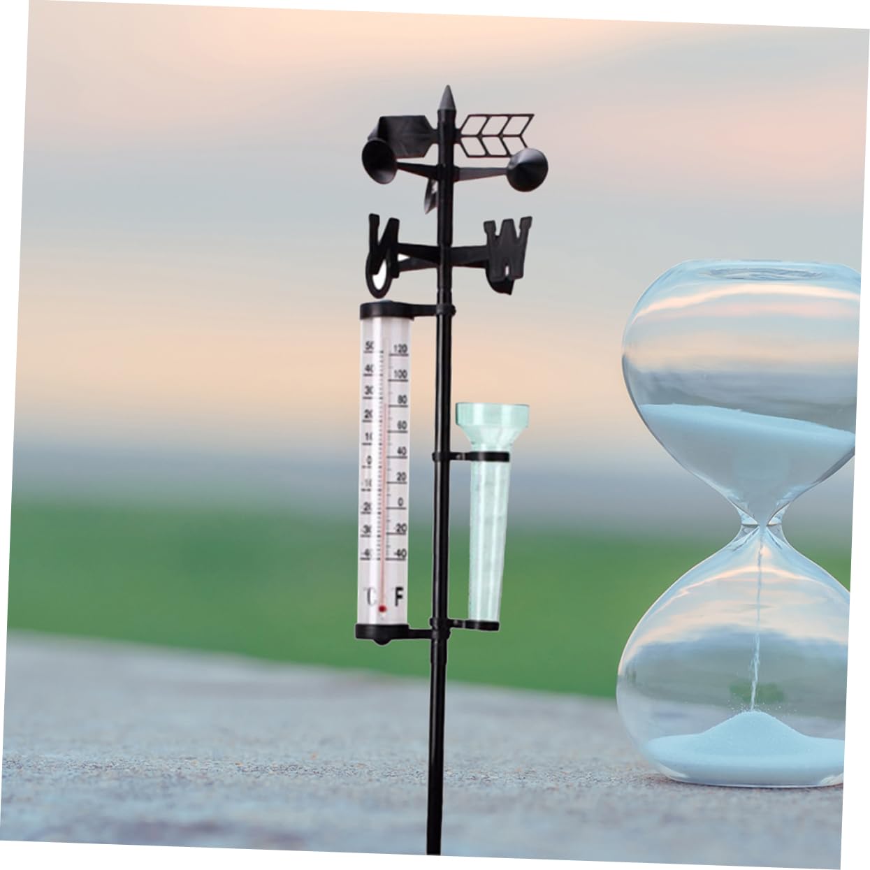 HANABASS 2sets Misuratori Meteorologici Con Pluviometro Termometro e Indicatore Di Direzione Del Vento Strumenti Da Giardino Per Misurazioni Esterne e Coltivazione Agricola