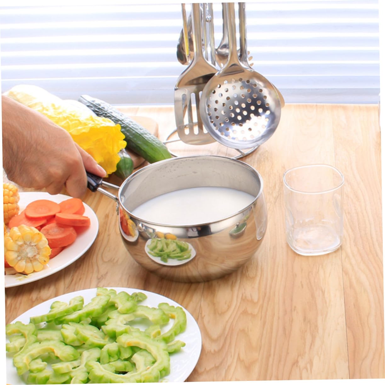 Edelstahl Babynahrungskochtopf mit Langem Griff, Antihaft | Milch und Babybrei, Haushaltsmilchtopf für Frühstück, Beilagentopf für Küche
