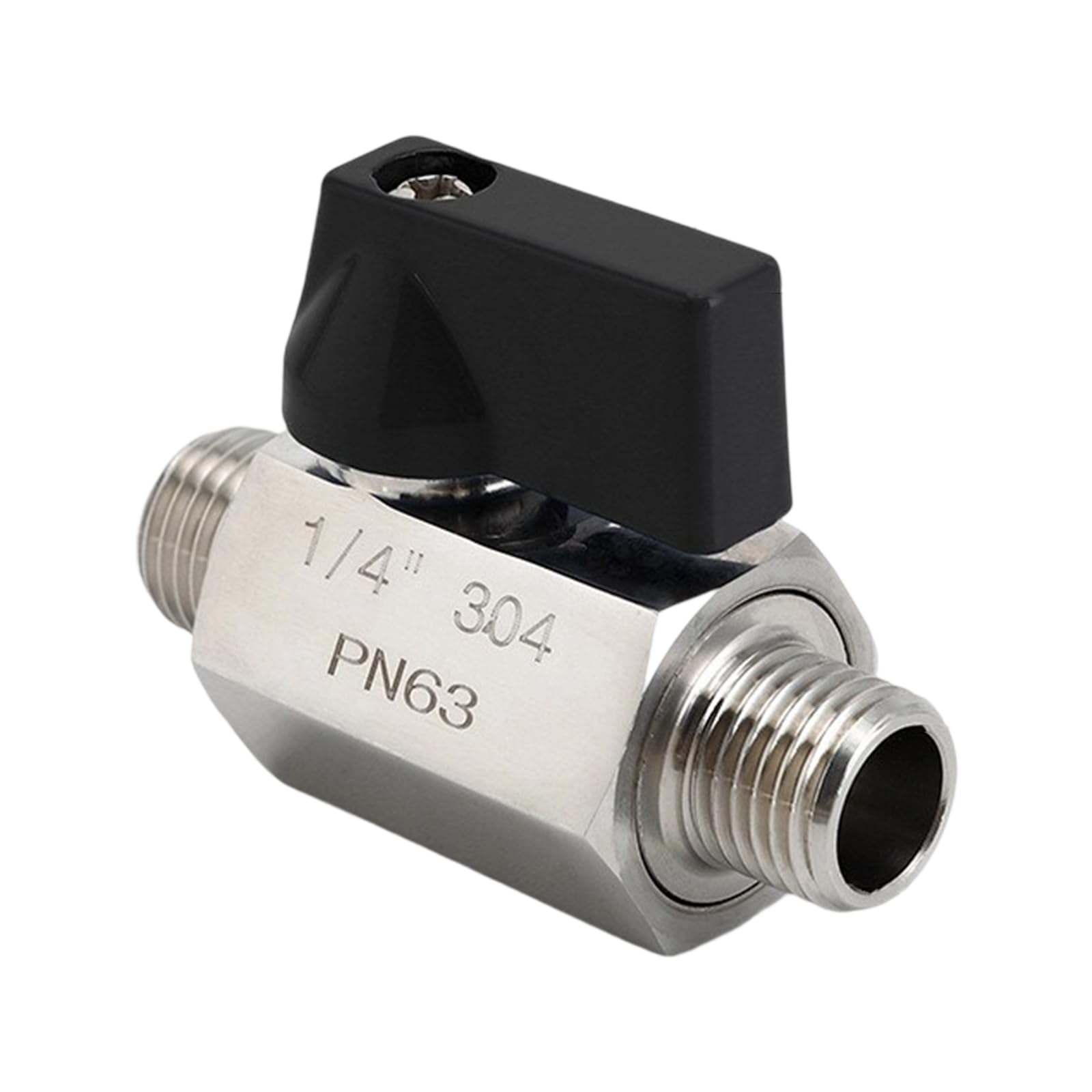 Newft Double Silk 1 / 4Inch Internal External Thread Small Balls Valves 304 Stainless Steel Space-Saving For Gass/Plumbing Systems Resistant Ball