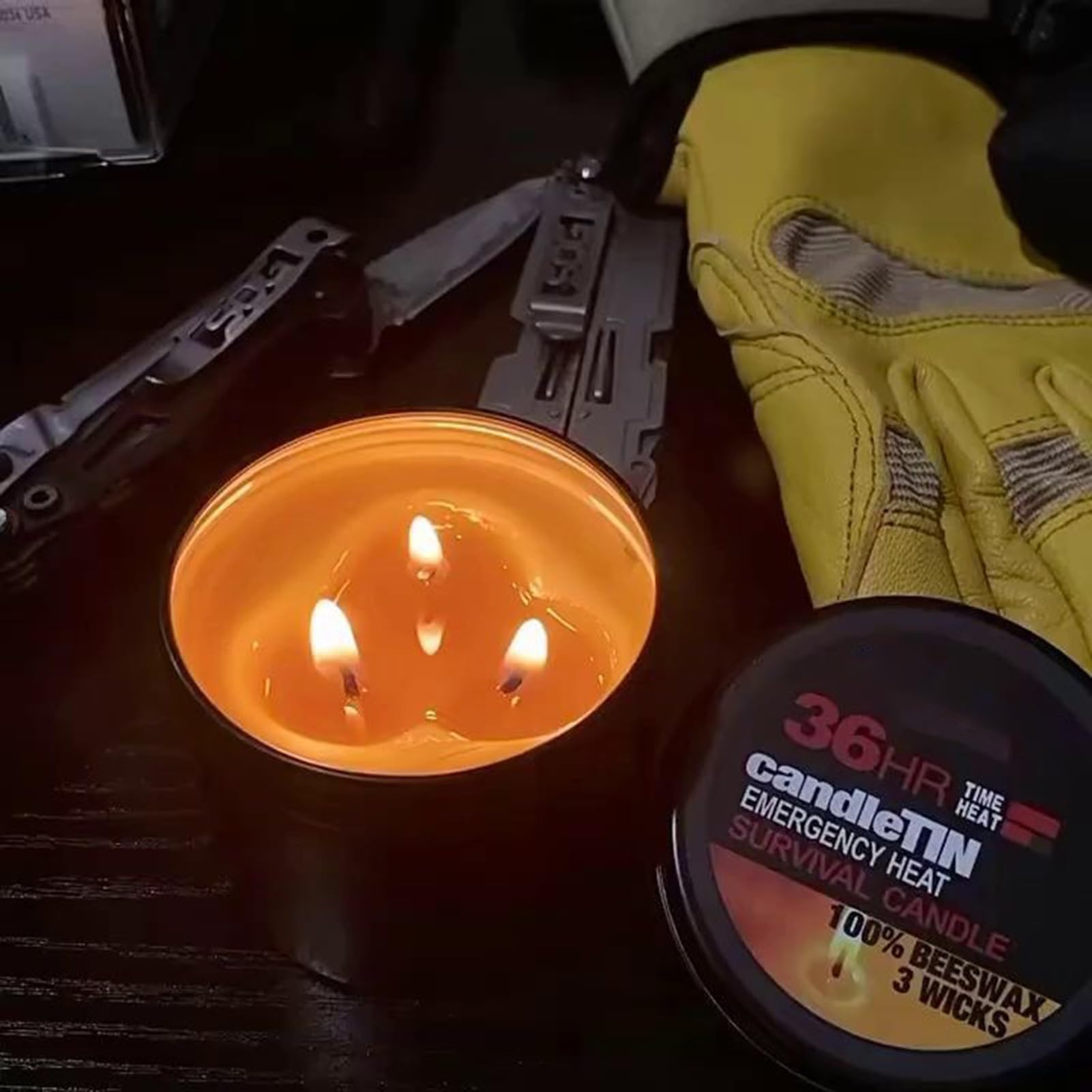 2 velas de 3 mechas de 6,3 x 5 cm, para apagón de energía, larga duración de combustión, 36 horas, resistente al, sin humo, para camping, senderismo, negro