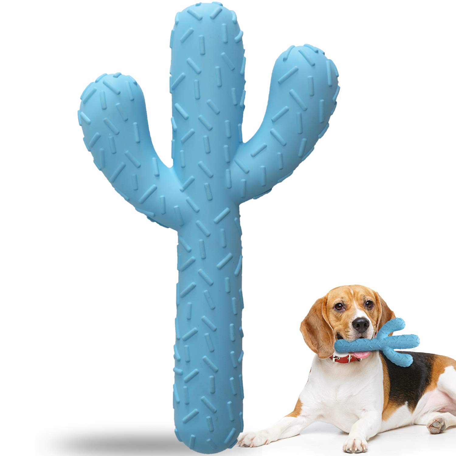 HAOPINSH Dog Chew Toys, Rubber Aggressive Dog Chewers Durable Tough Dog Toys Cactus Dental Toy for Training and Cleaning Teeth