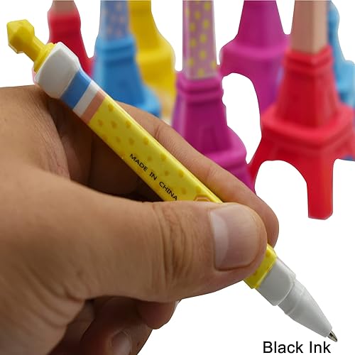 Miniatura 5 de Maydahui 8 bolígrafos de la Torre Eiffel de París, lindos bolígrafos de dibujos animados, tinta de gel negra, decoración de escritorio para niñas,