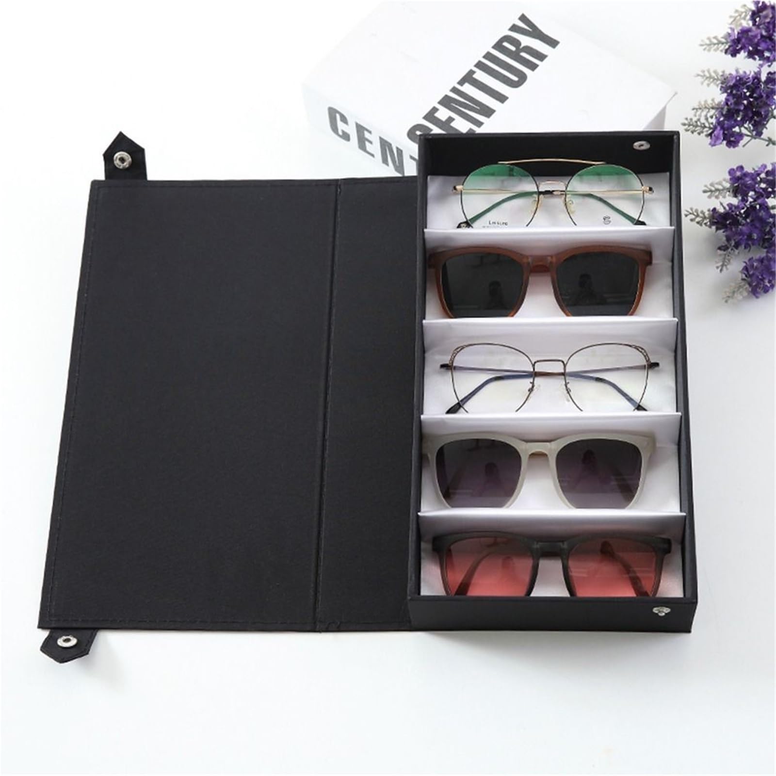 Organizador Para Gafas De Sol Estuche for gafas con rejilla de 5/8 ranuras, estante de exhibición for gafas de sol, organizador rectangular, caja de almacenamiento for gafas de sol, 3 uds.(8 Slot)