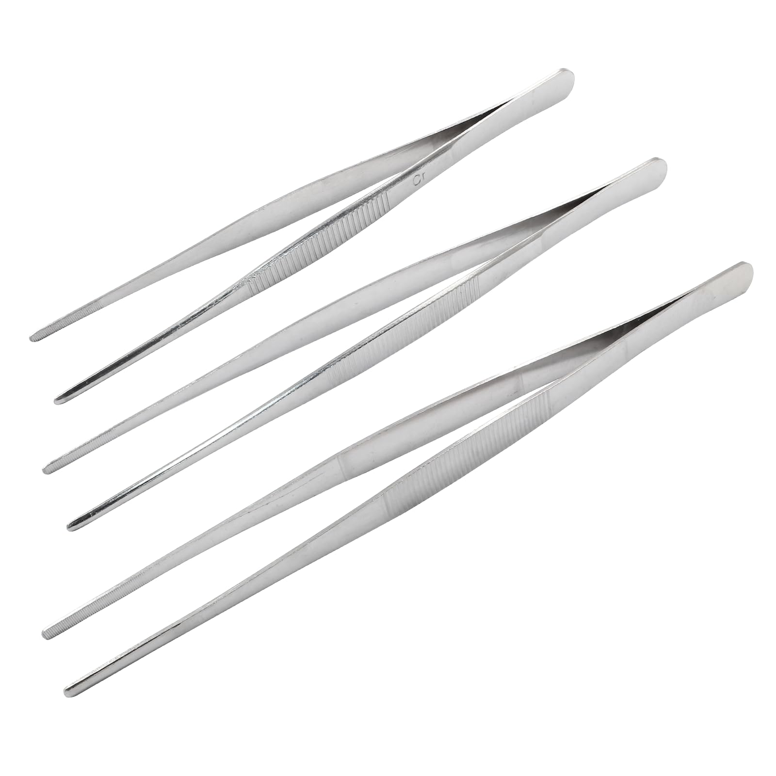 Juego de 3 pinzas de acero inoxidable para alimentos, pinzas de cocina, pinzas culinarias, pinzas de chef finas para cocina, decoración de cocina (8, 10 y 12 pulgadas)