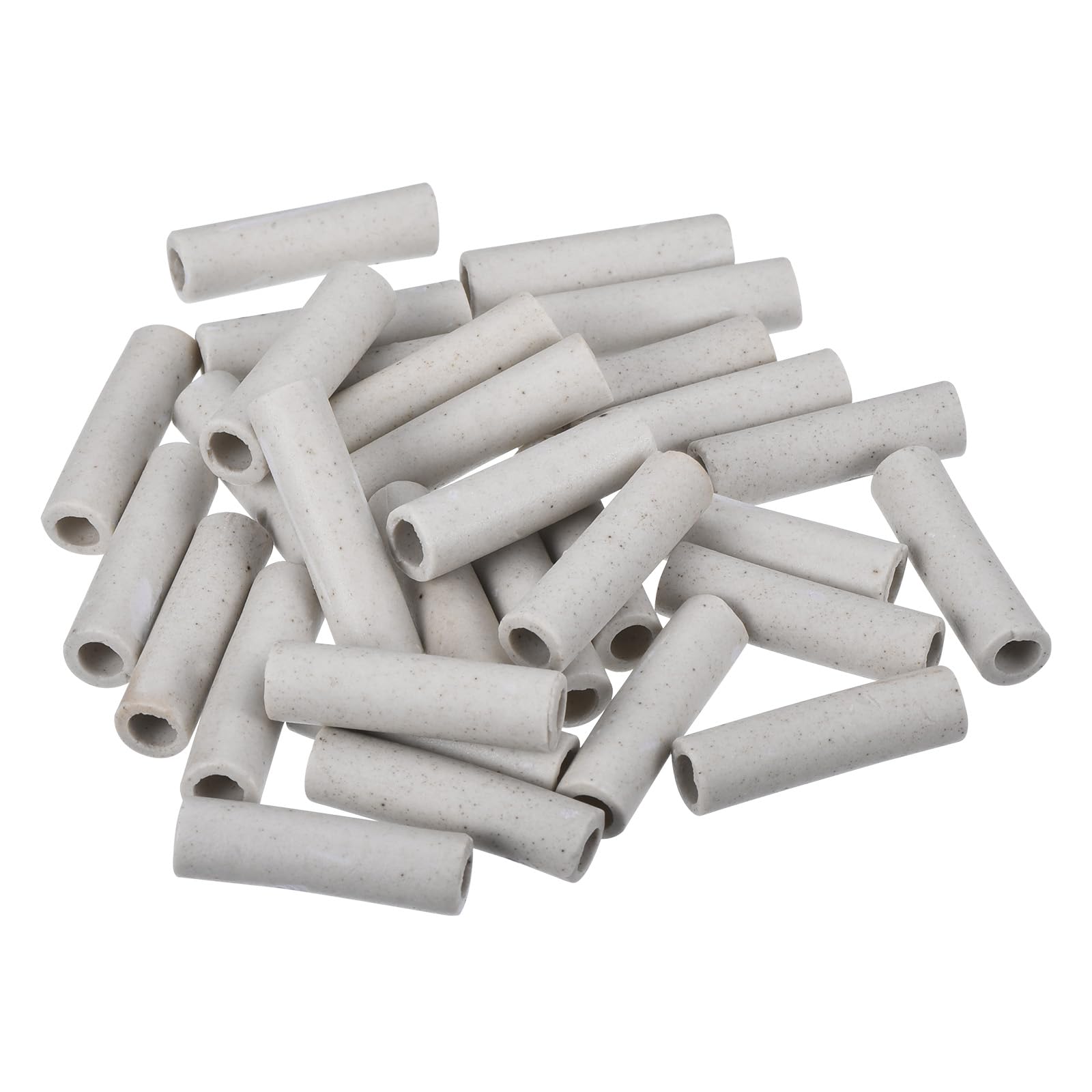 MECCANIXITY 30pcs Ceramic Tube Insulated Electronic Wire Bundle Protection Heat Insulation Tube 0.2x0.3x1.2