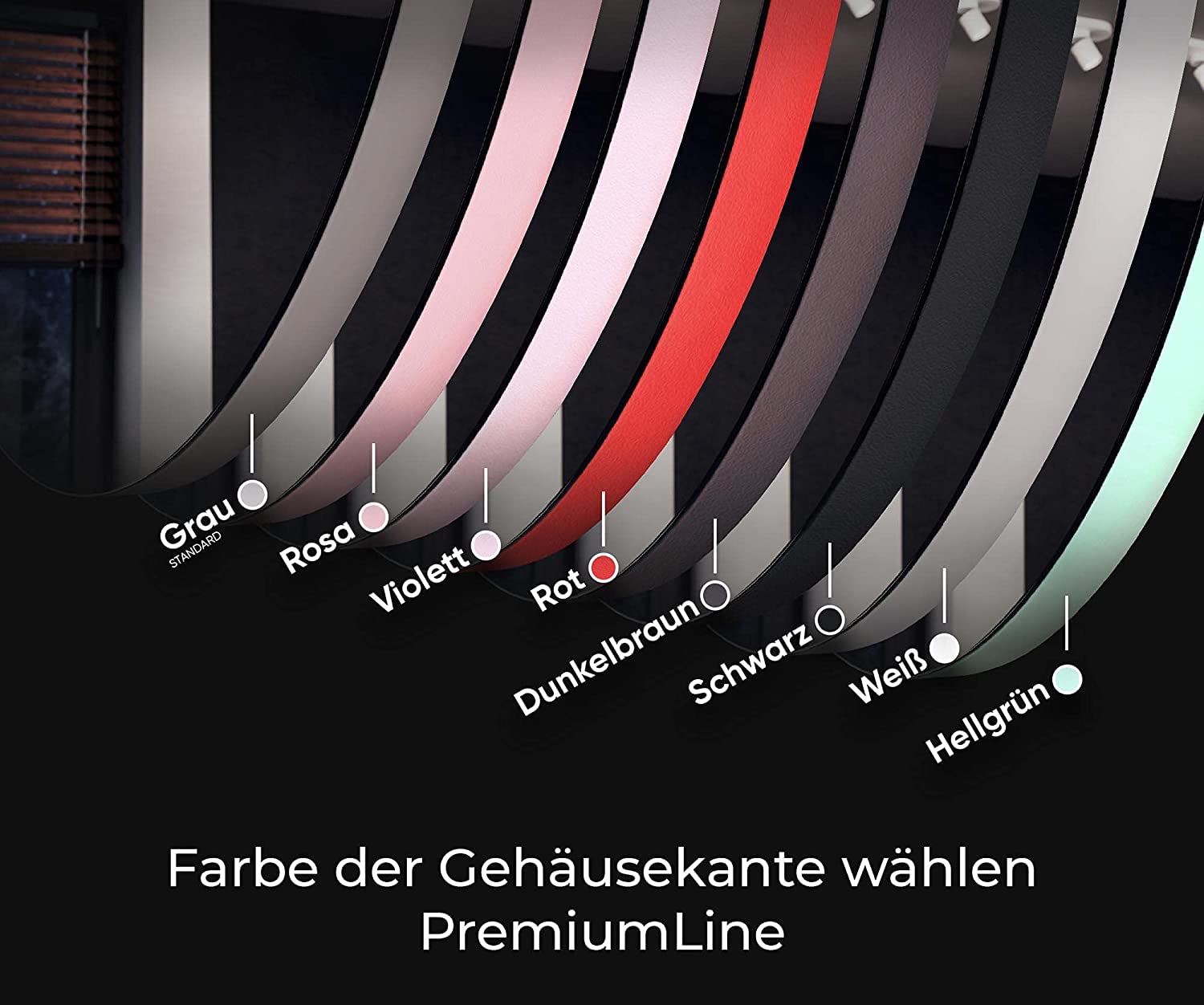 FORAM Badspiegel mit Beleuchtung - Spiegel Rund - 105x105 - Wandspiegel Nach Maß - Runder Spiegel auf Individuelle Bestellung Gefertigt - Modernes Design - Mit Rahmen