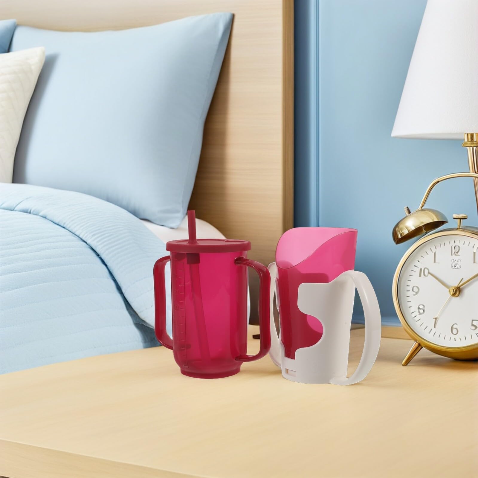Beaupretty Tazza Assistenza Liquida 2 Pezzi 250ml Plastica per Anziani | Beccuccio Inclinato, Impugnatura Ergonomica, Uso Ospedaliero e Domestico, per Pazienti Disabilità