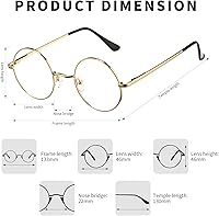 Vista 3 de Pro Acme Lentes transparentes sin receta con marco metálico redondo pequeño retro