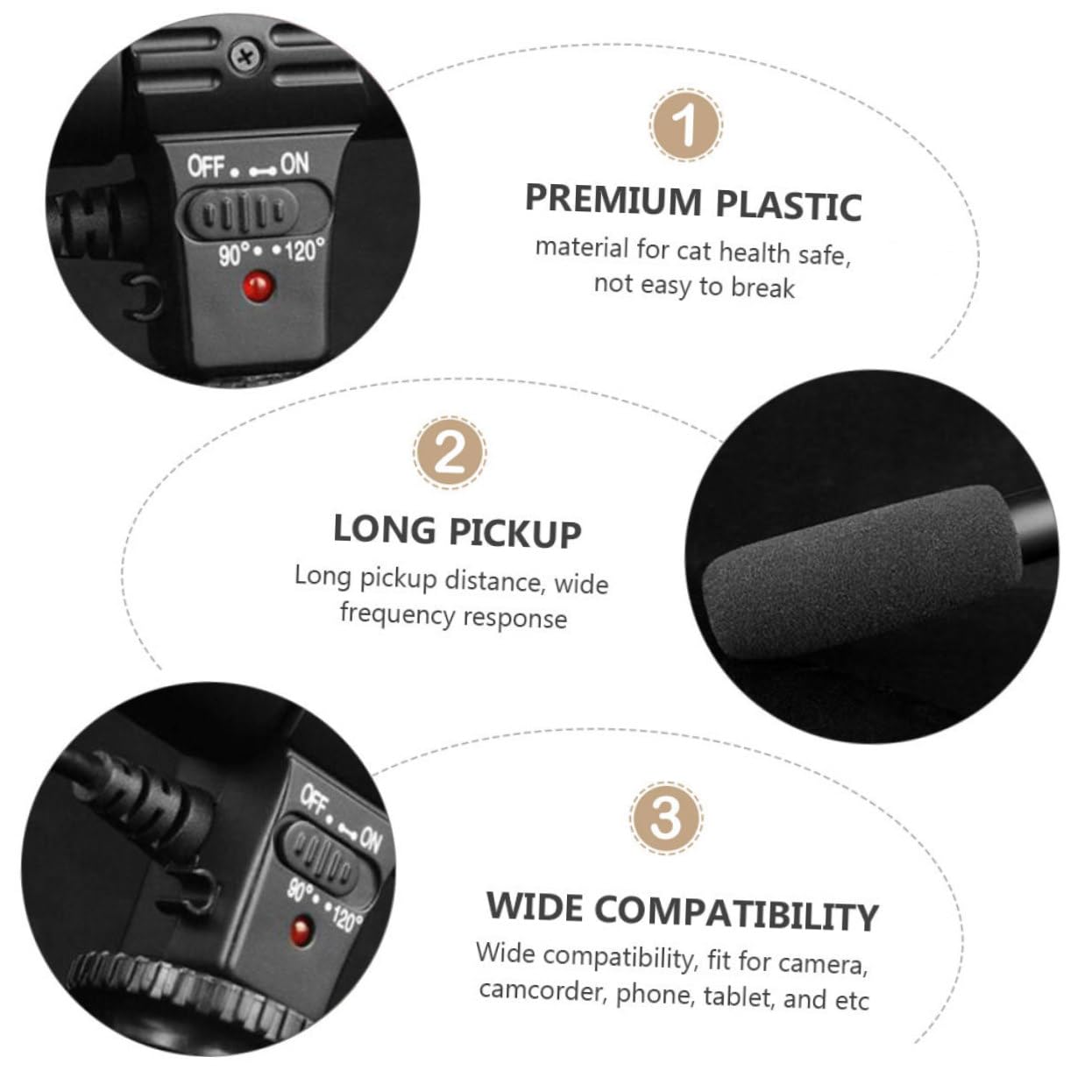 CLISPEED Micrófono De Entrevista para Cámara DSLR y Videocámara Profesional, Ligero y Compacto, Compatible Grabación De Audio En Vlogs, Entrevistas y Producción Audiovisual, Color Negro