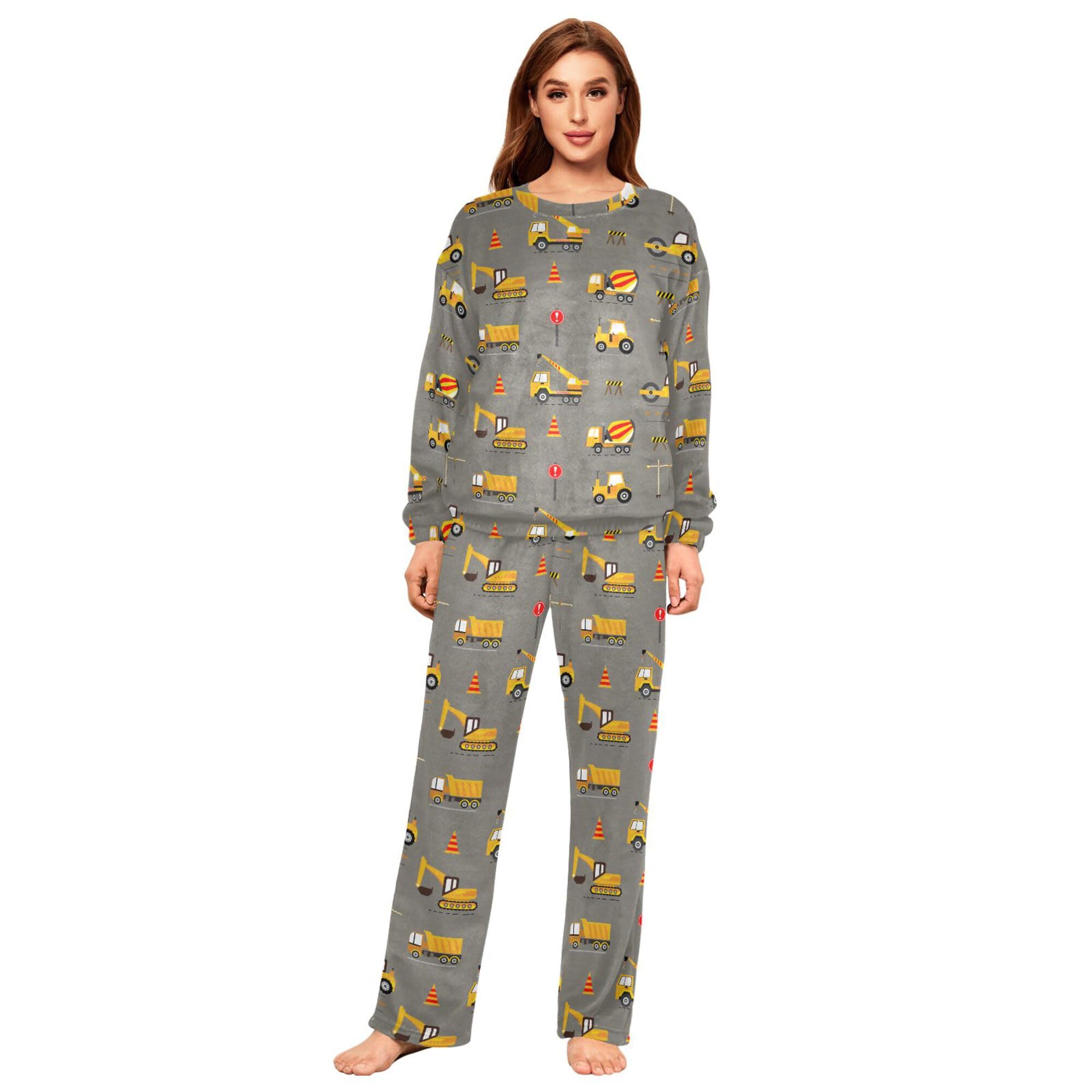 ALAZA Conjunto de pijama de forro polar para mujer, diseño de unicornio, manga larga, ropa de dormir de dos piezas, ropa de dormir térmica, pijama súper suave, talla S