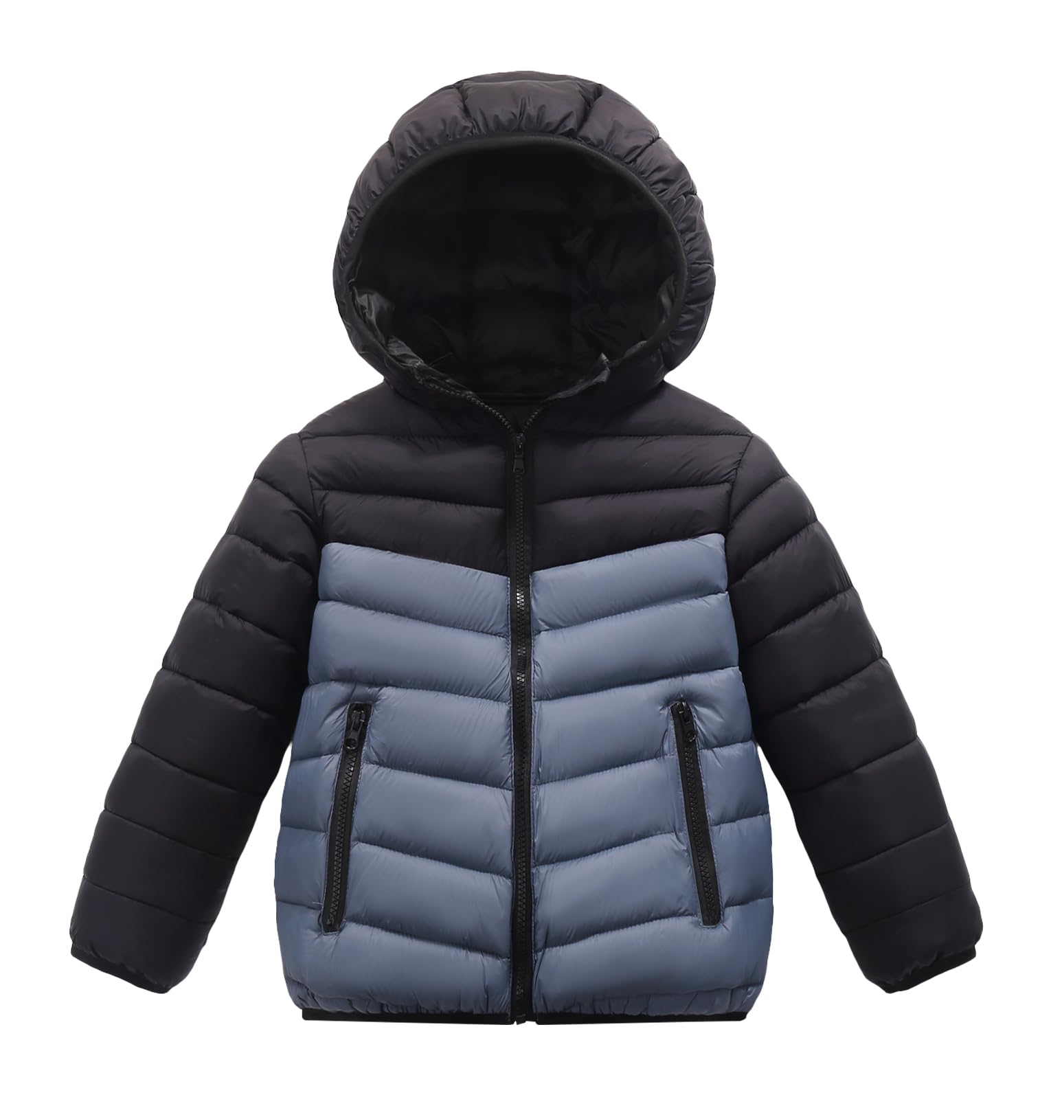 SEAUR Chaqueta Puffer Ligera de Invierno para Niños Casual Cálida Acolchada con Capucha Plegable Resistente al Viento con Cremallera 7-16 Años, gris, 7-8 años