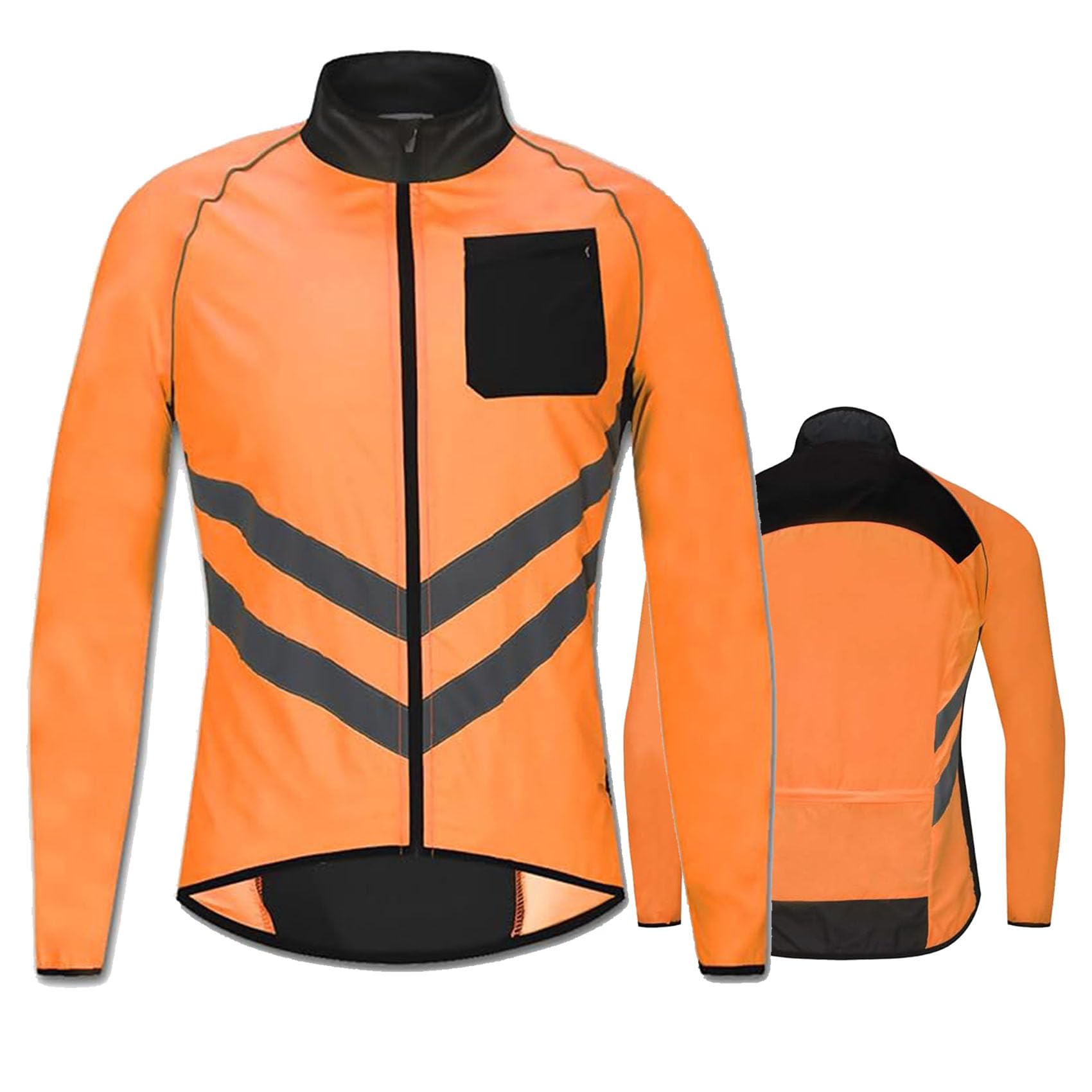 Wodoodporne męskie kurtki rowerowe Koszulka do jazdy na rowerze Lekki płaszcz przeciwdeszczowy Odblaskowy płaszcz przeciwdeszczowy Sportowy płaszcz do biegania,Orange-ASIA3XL/EUR2XL