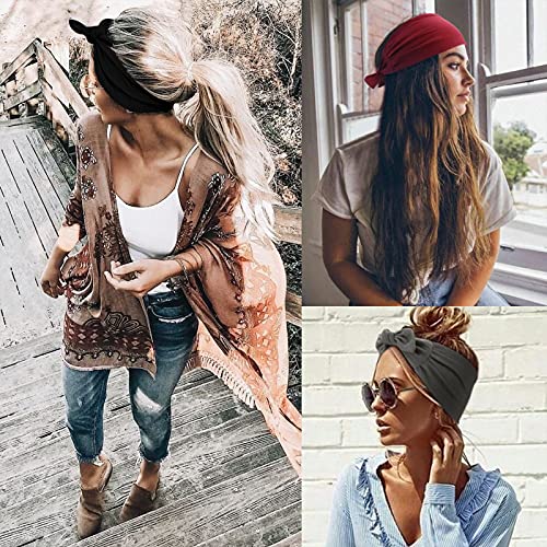 Image of DRESHOW 6 PCS Adjustable Headbands for Women Knotted Headbands Elastic Non-Slip Fashion Hair Bands for Workout Sports Running Yoga