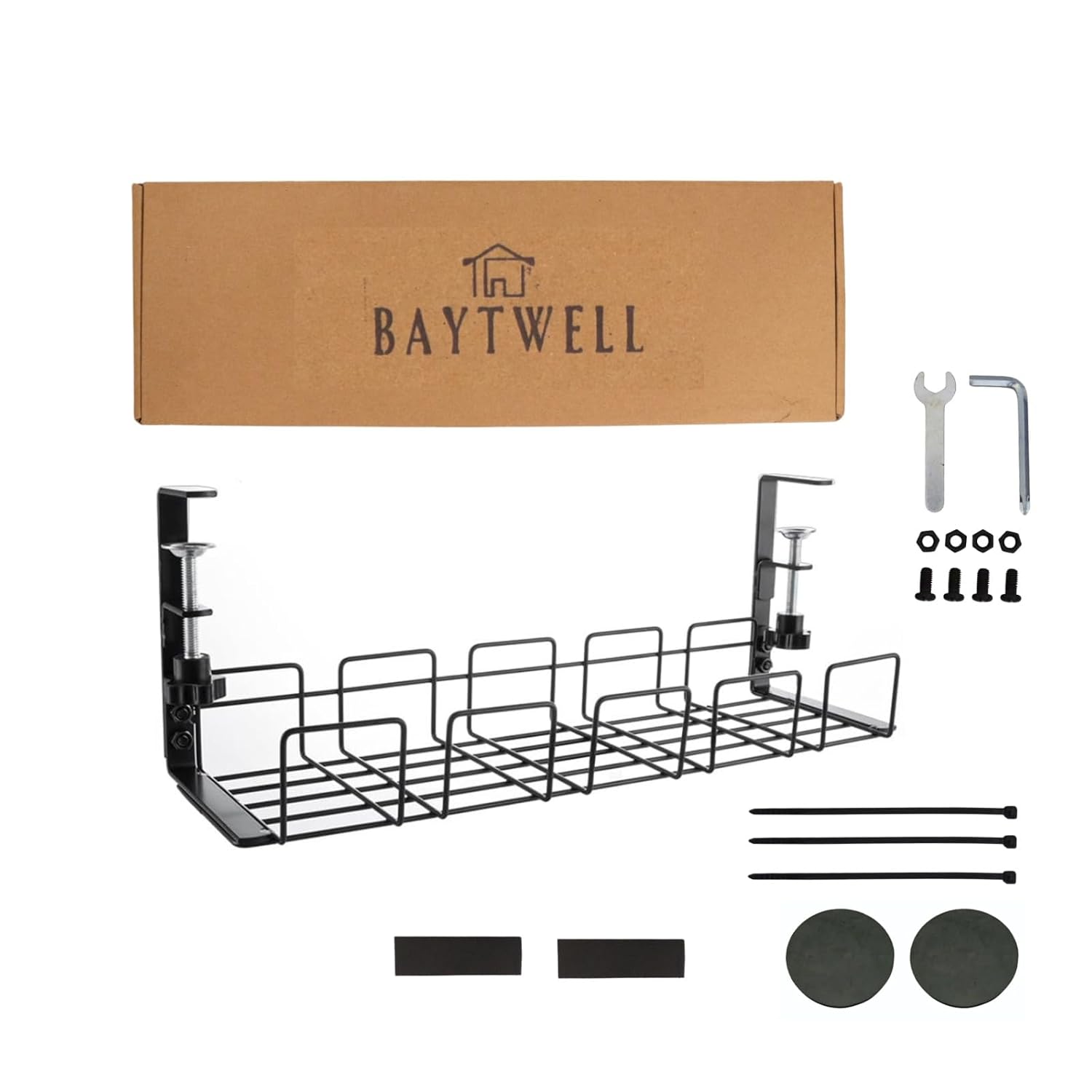 BAYTWELL No Drill Cable Organizer for Desk | Under Desk Cable Management Tray & Wire Organizer for Home and Office, Desk C... - Review, Price and Buying Guide