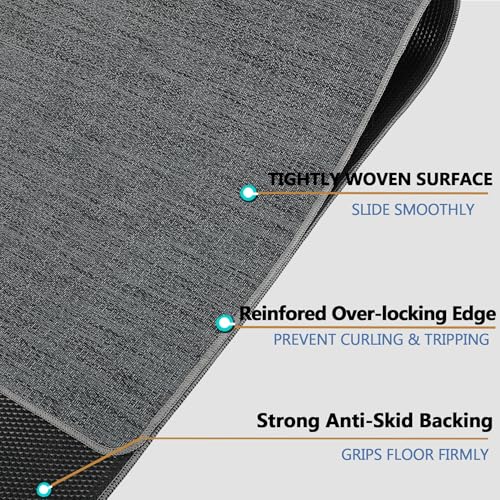 Image of Chair Mat for Hardwood & Tile Floor, 47 inch x 52 inch Heavy Duty Office Chair Mat for Rolling Chairs Easy Glide, Anti Slip, Non-Curve, Floor Protector for Home Office, Graphite Texture