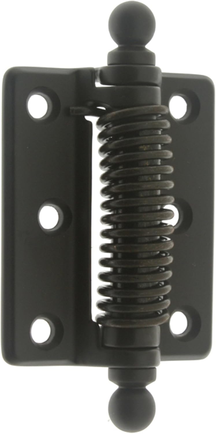 idh by St. Simons 80360-10B Professional Grade Quality Genuine Solid Brass Heavy Duty Spring Screen Door Hinge with Ball Finials, Oil-Rubbed Bronze, Pair