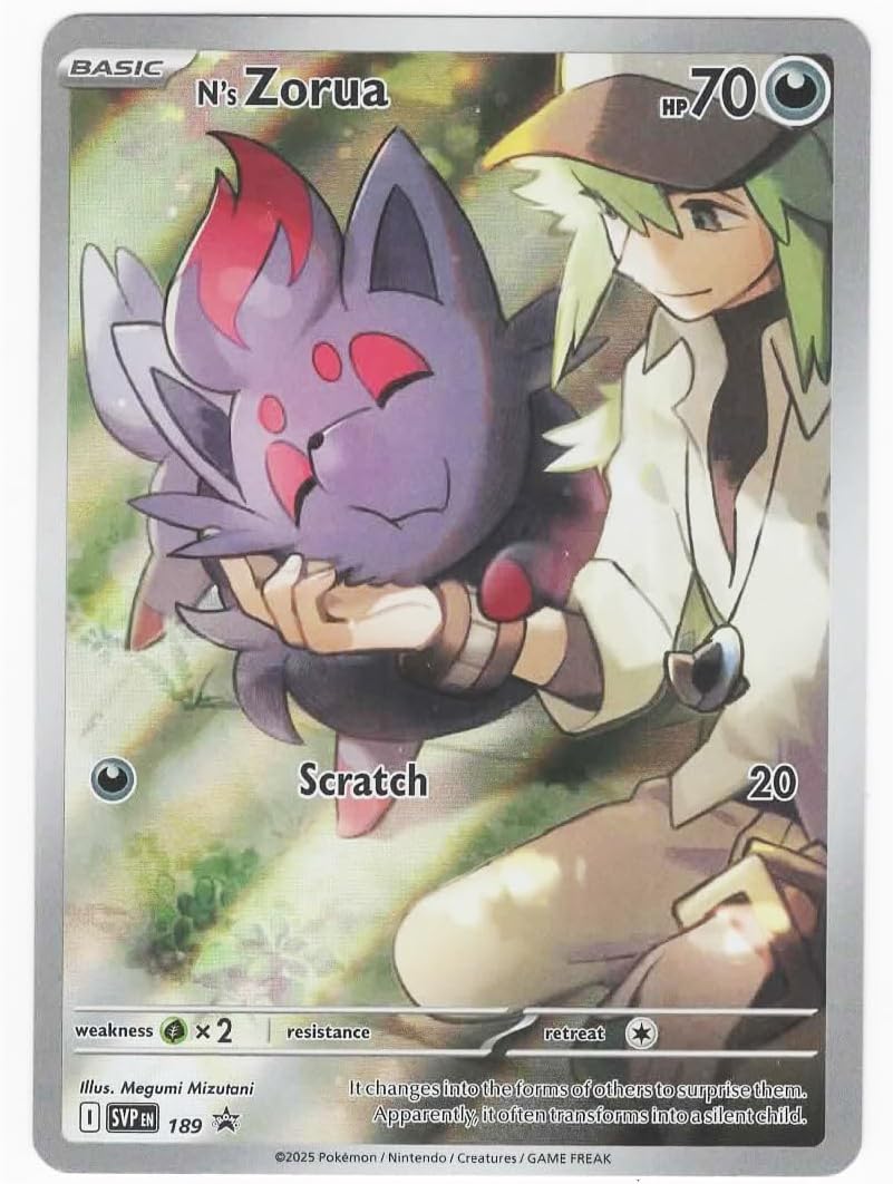Pokemon - N’s Zorua – SVP 189 Journey Together Black Star Promo – Illustration Card - Foil