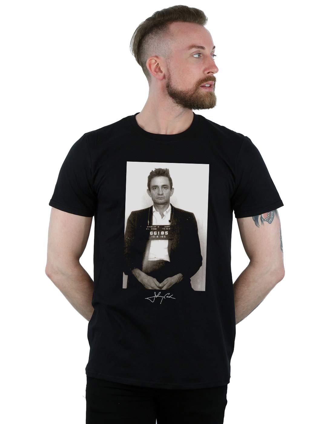 Absolute Cult Johnny Cash Men's Police Photo T-Shirt Black XXX-Large