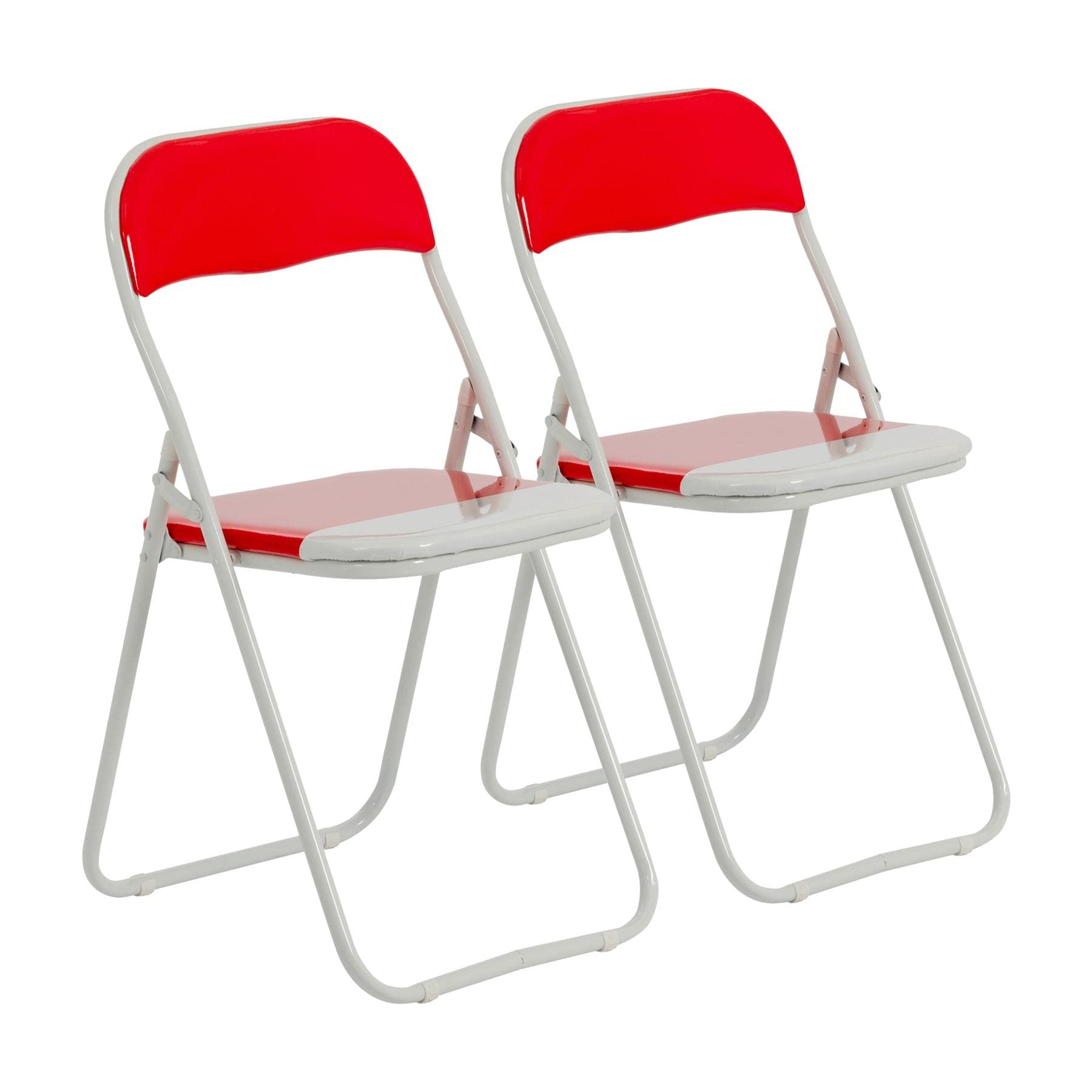 Harbour Housewares Padded Folding Chairs - Red - Pack of 2 - Easy Store Metal Frame Foldable Desk Chair for Office, Dining, Kitchen — image 1
