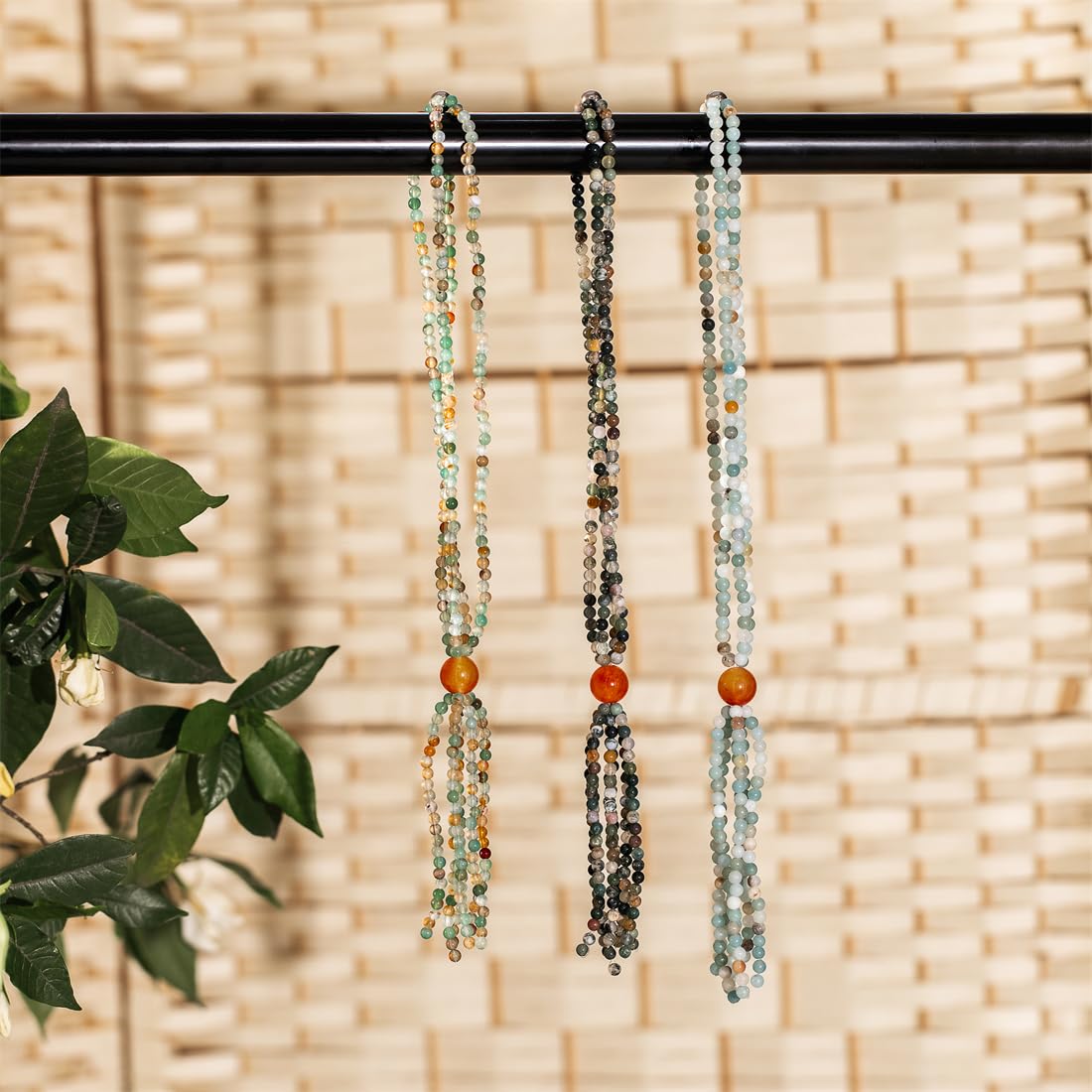 Magnetische Vorhang-Raffhalter, 2 Stück, bunte Achat-Quaste, Vorhanghalter, Boho-Vorhangbinder für Zuhause, Büro, dekorativ (Pfauen-Achat)