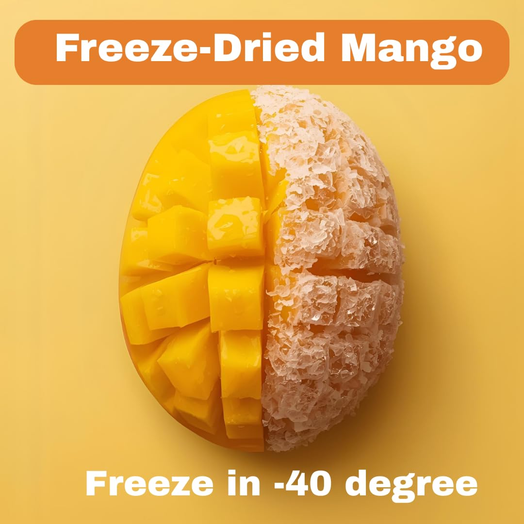 Juju-Oops Freeze-Dried Mango Snack Packs | 100% All Natural, Crunchy & Healthy | Family Party Size – Best Snack for Kids & Adults | Non-GMO, No Sugar & Additives Added, Vegan, Gluten free | 8 Ounce