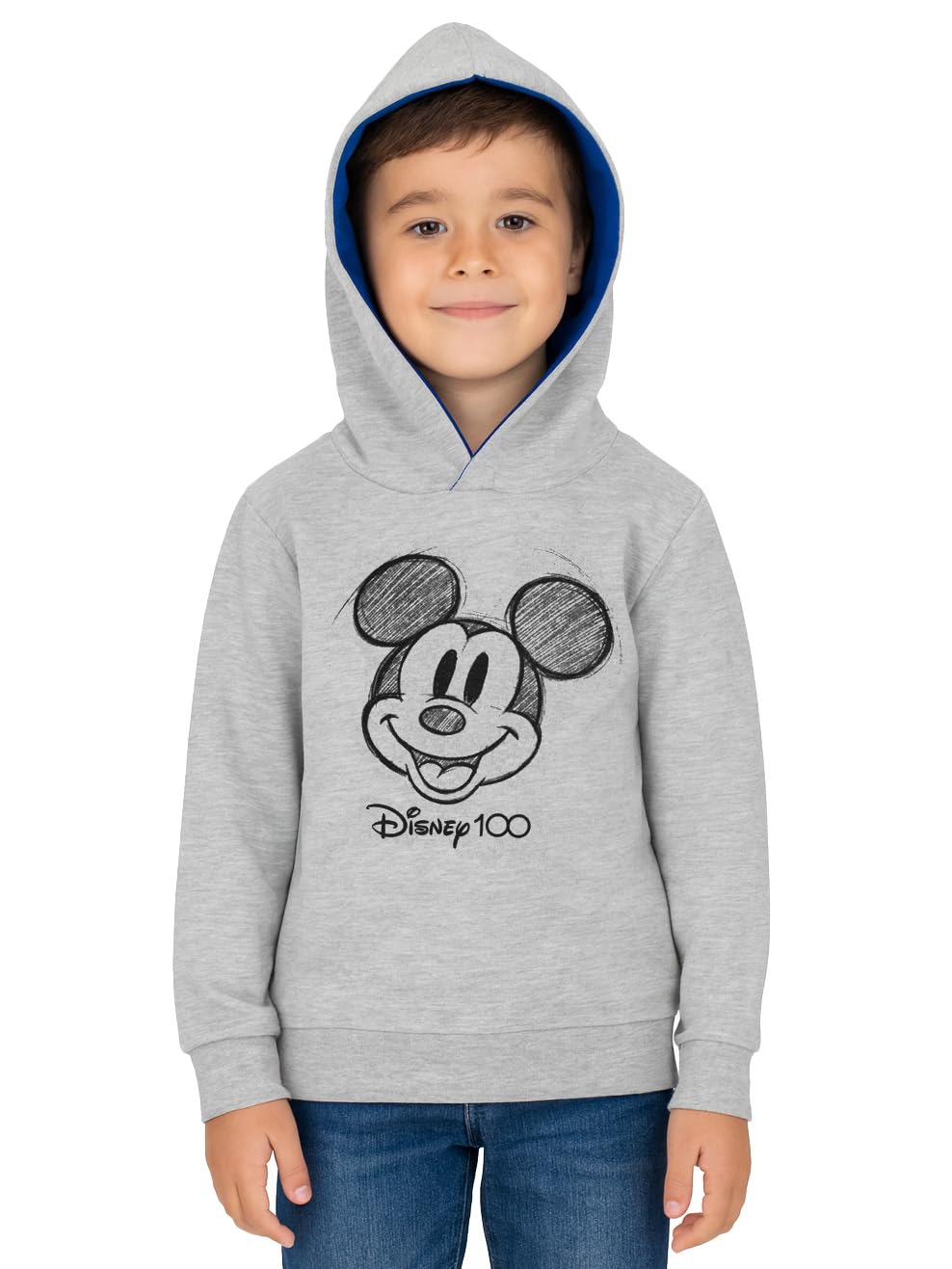 United Labels Disney Mickey Mouse Pullover with Hood for Boys, Grey, Hoodie, Sweatshirt, Hooded Sweatshirt for Children, gray, 122-128