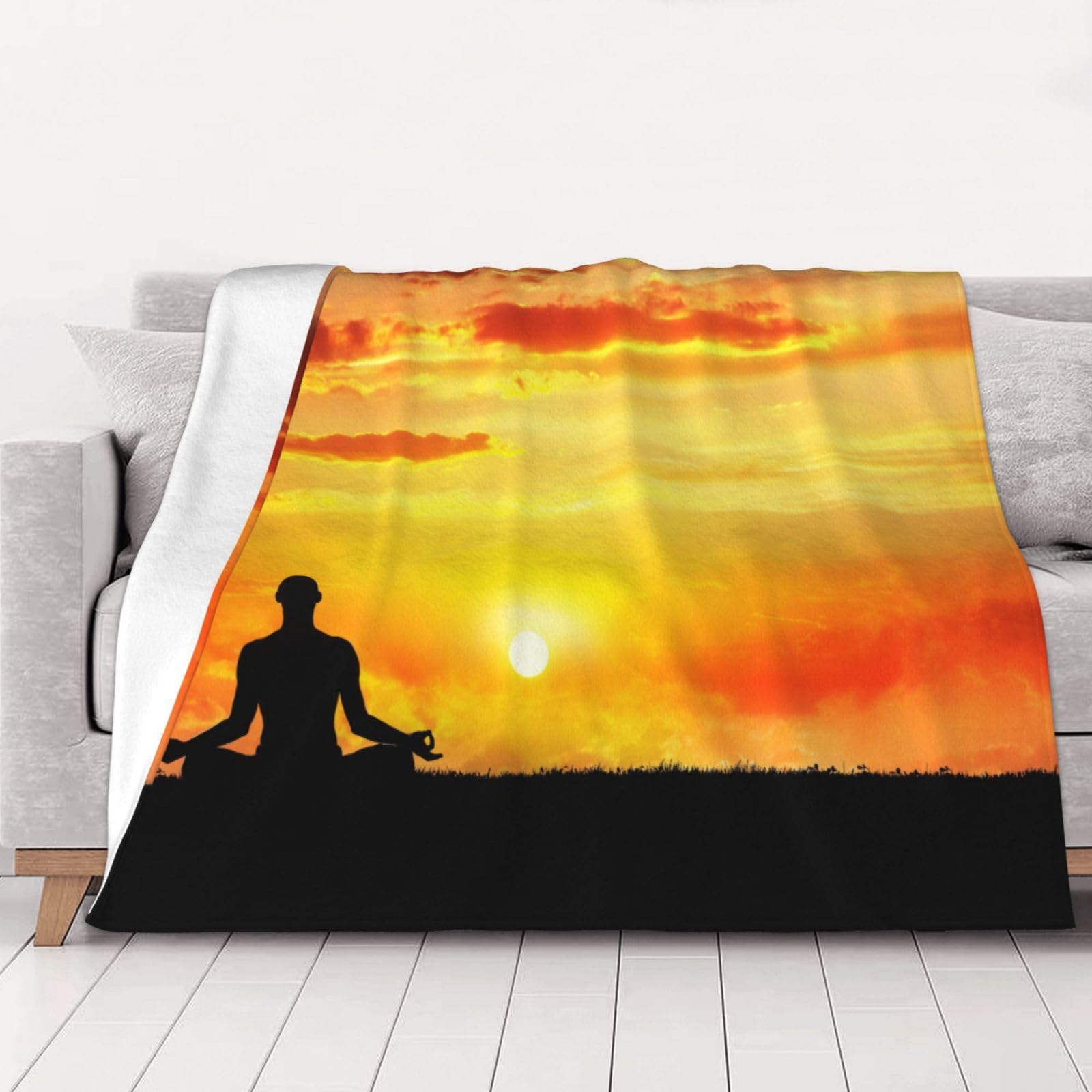 Yoga meditazione stampato 320g flanella coperta decorazione coperta