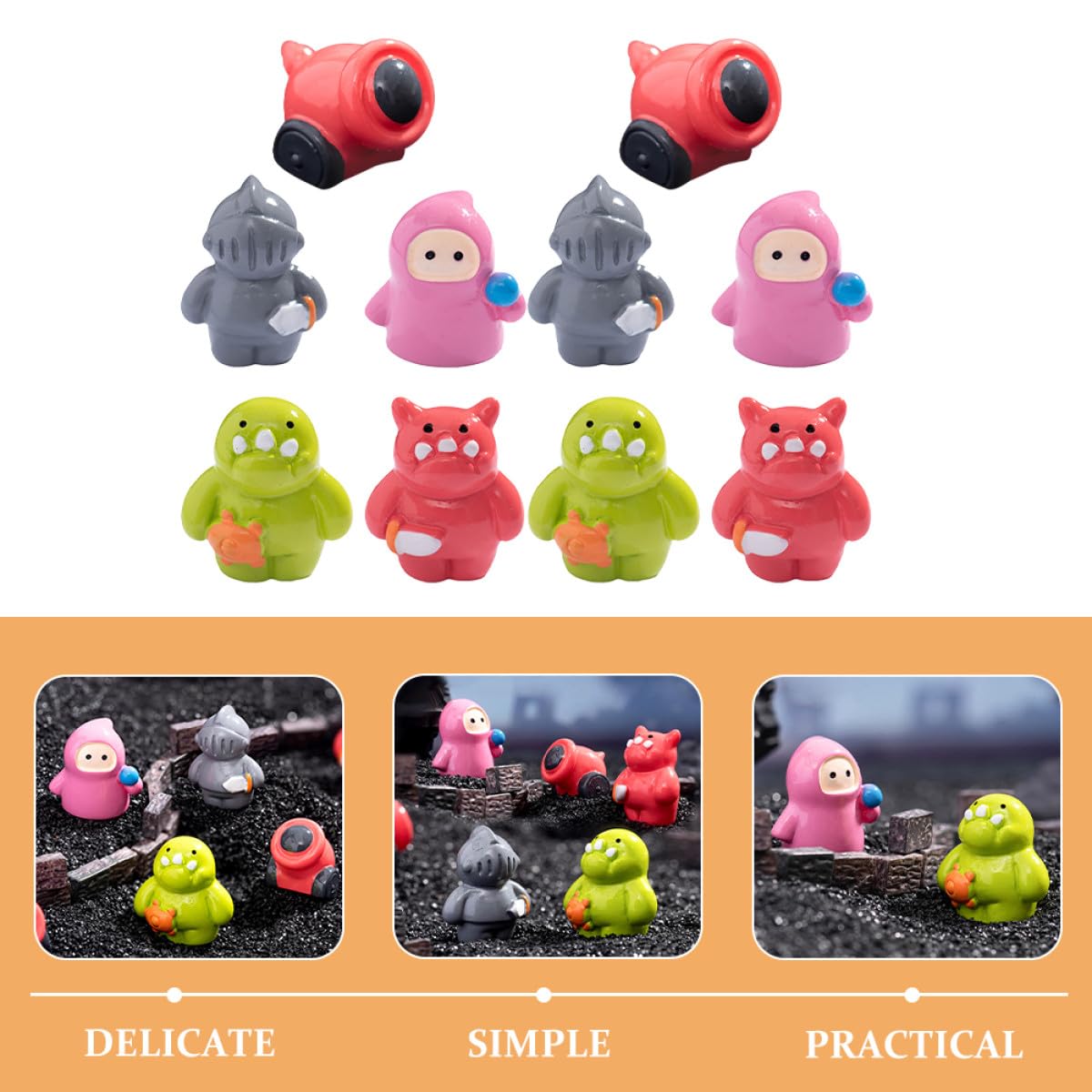 Feng Shui 10 szt. Mikropejzaż Miniaturowe figurki z żywicy Śliczne mini zwierzęta Akcesoria ogrodowe do wróżkowego domku Wystrój domku dla lalek Upominki na przyjęcie wielkanocne i ozdoby na biurko