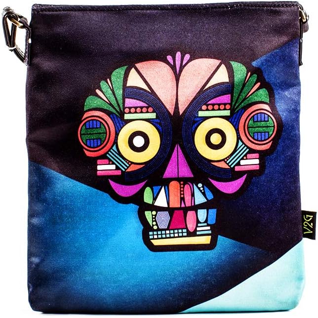 V2GWomen's Sling Techy Skull Crossbody Shoulder Bag (Black)