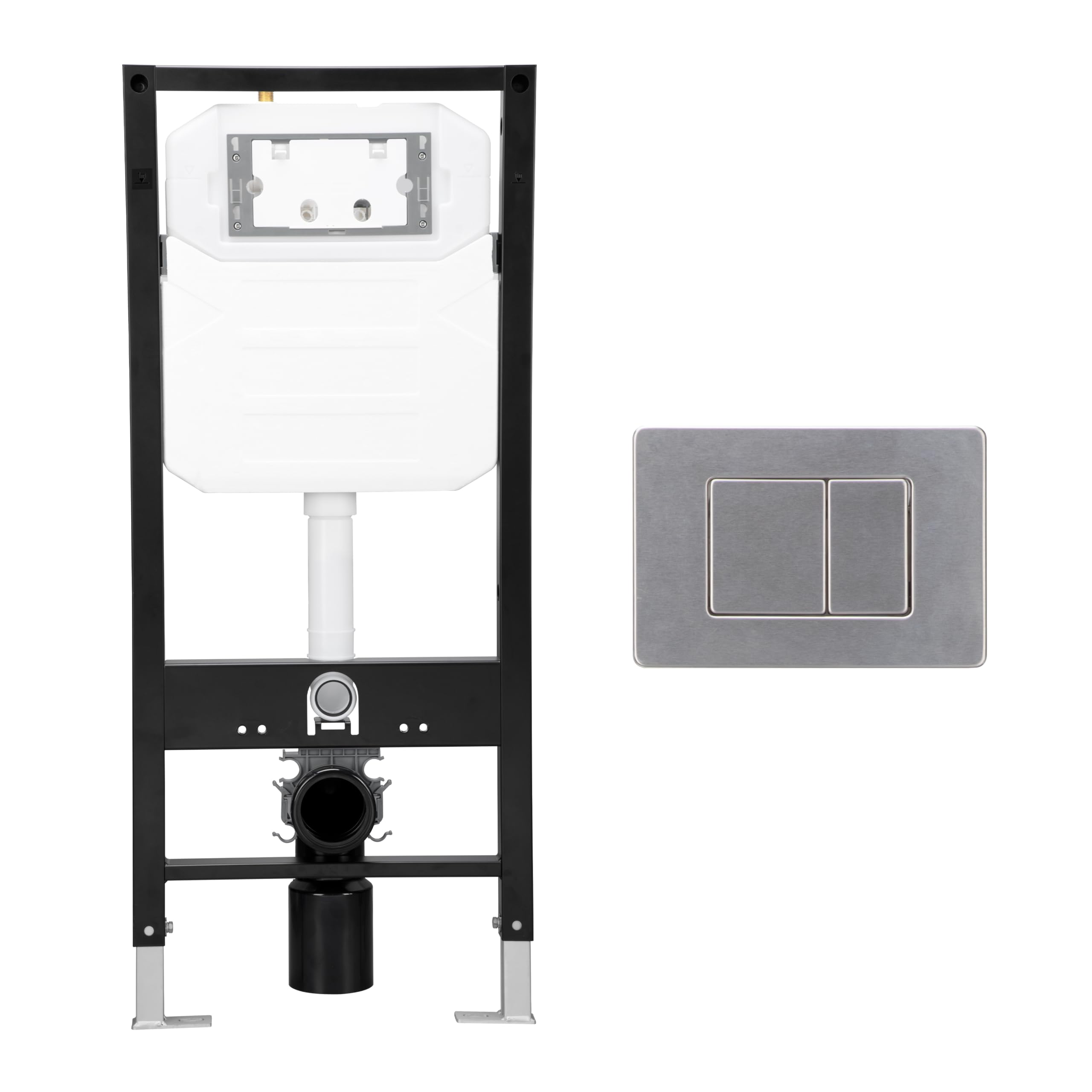 Concealed Toilet Tank Carrier, Eridanus In-Wall Toilet Tank Carrier System with Brushed Stainless Steel Actuator Plate, 0.8 GPF/1.6 GPF Dual-Flush, for Wall Hung Toilet (2 x 6 Studs)