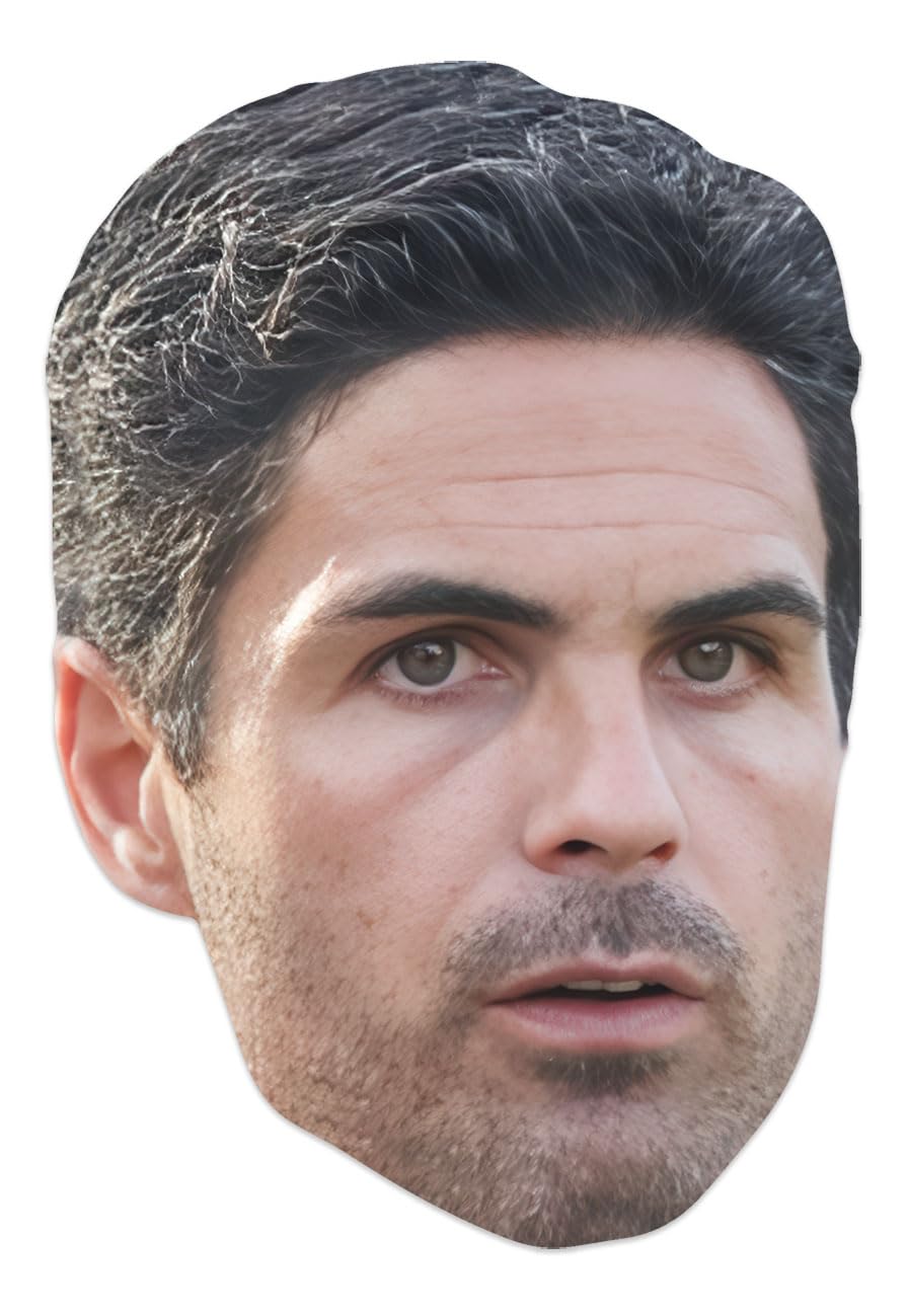 Star Cutouts CM286 Mikel Arteta Cardboard Face Mask – Football Manager Fancy Dress Mask for Fans & Events