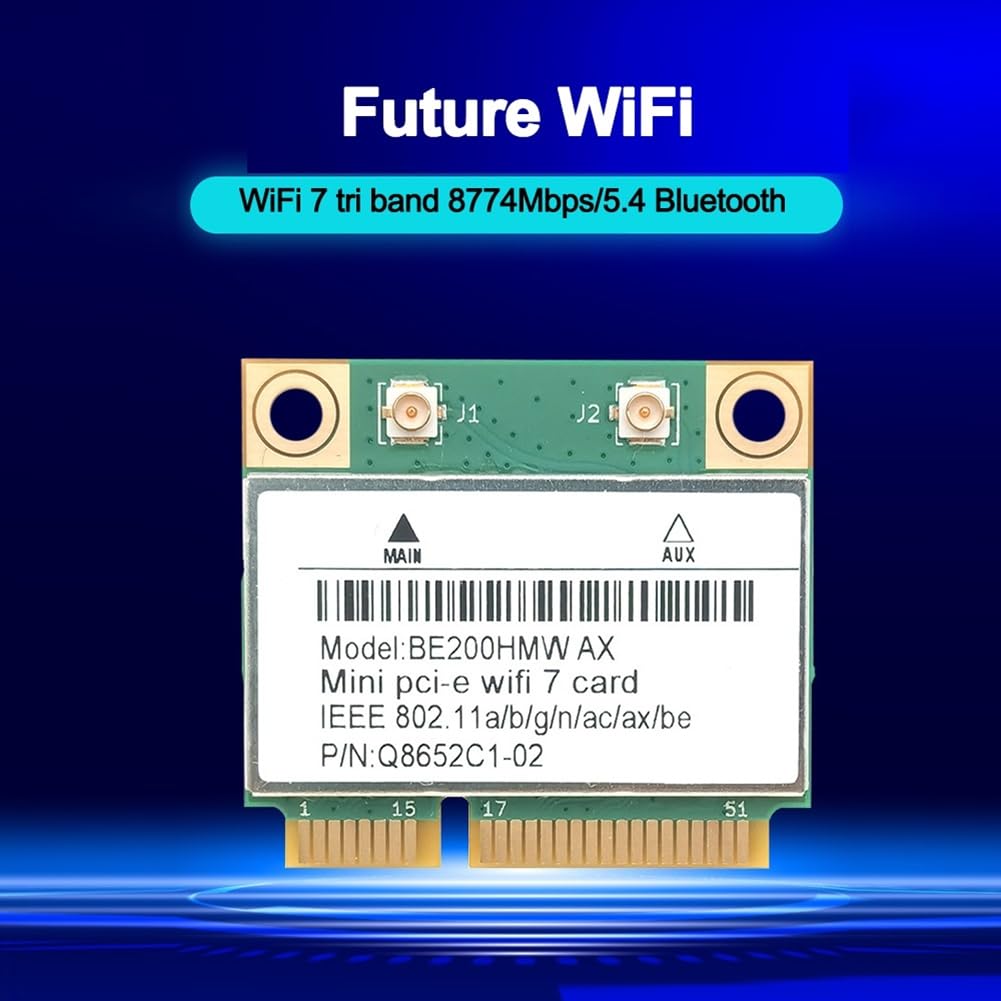 Carte WiFi 7 PCI-E WiFi BE200 BE200HMW 8774 Mbps 2,4 G/5 G/6 GHz pour Adaptateur Réseau Bluetooth 5.4 802.11BE Antenne Externe