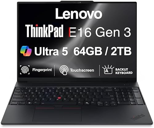 Lenovo ThinkPad E16 Gen 3 AI �r�W�l�X �m�[�g�p�\�R�� 16�C���` �^�b�`�X�N���[�� FHD+ �f�B�X�v���C (Intel Ultra 5-225U�A64GB DDR5�A2TB PCIe SSD�A�o�b�N���C�g�L�[�{�[�h�A�w��AW