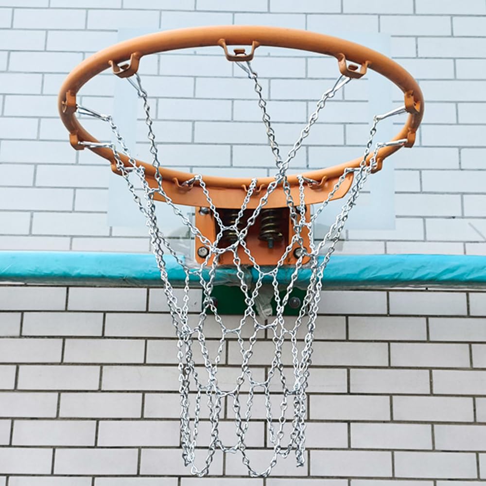 POFET Red de Cadena de Repuesto de Baloncesto de Alta Resistencia con Ganchos en S, Reemplazo de Red de Aro, Cadena de Red de Baloncesto, Gancho para el Cuello de Alta Resistencia, Equipo Deportivo