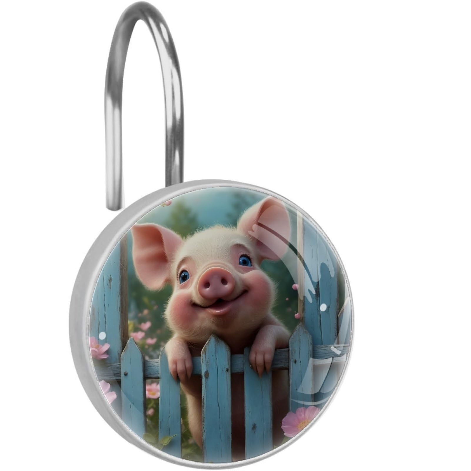 VAPOKF Decorative Shower Curtain Hooks, Pig board Rustproof Stainless Steel Shower Curtain Rings for Bathroom, Shower Curtain Hangers for Shower Rod, 12 Pack