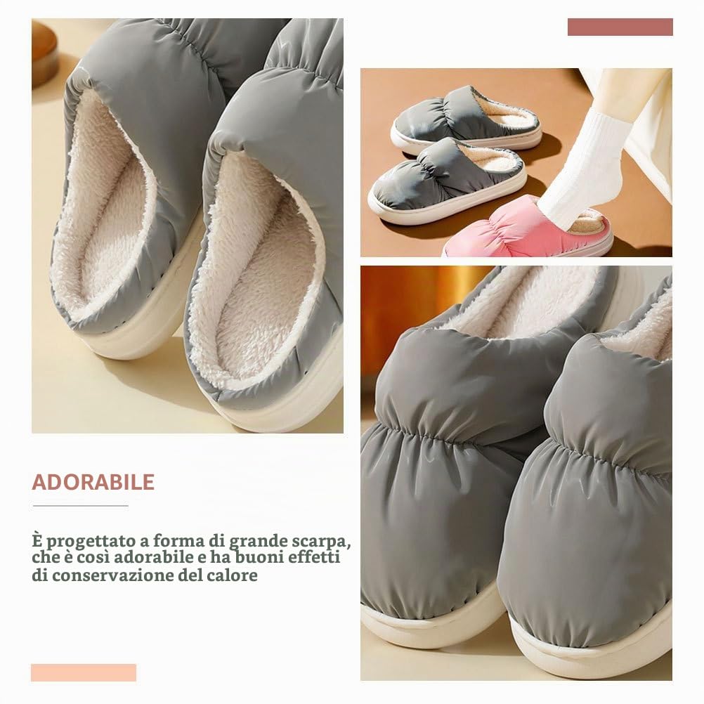 USB Scaldapiedi Elettrico in Ciabatte Riscaldate Riutilizzabili per Casa Scarpe Termiche Morbide e Confortevoli Proteggi Piedi Invernali Caldi Grigio