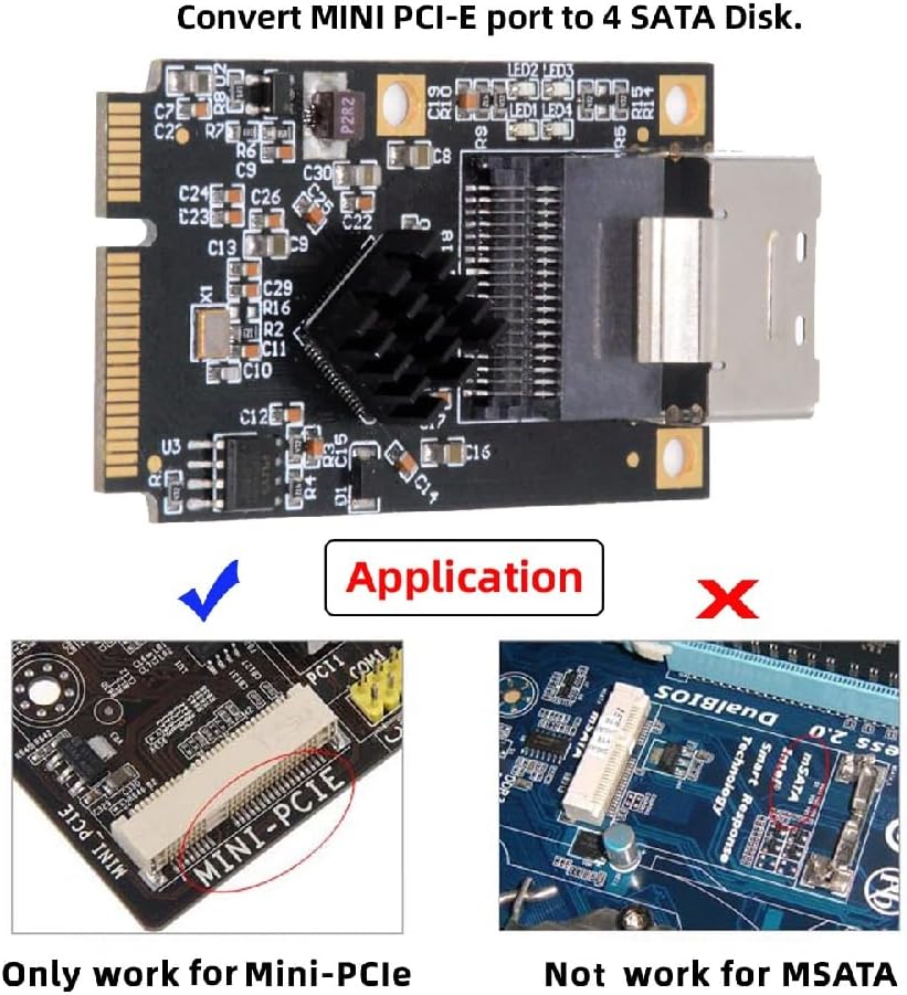 Xiwai Mini PCI-E to SFF-8087 Mini SAS Four Ports SATA 3.0 Extension Adapter