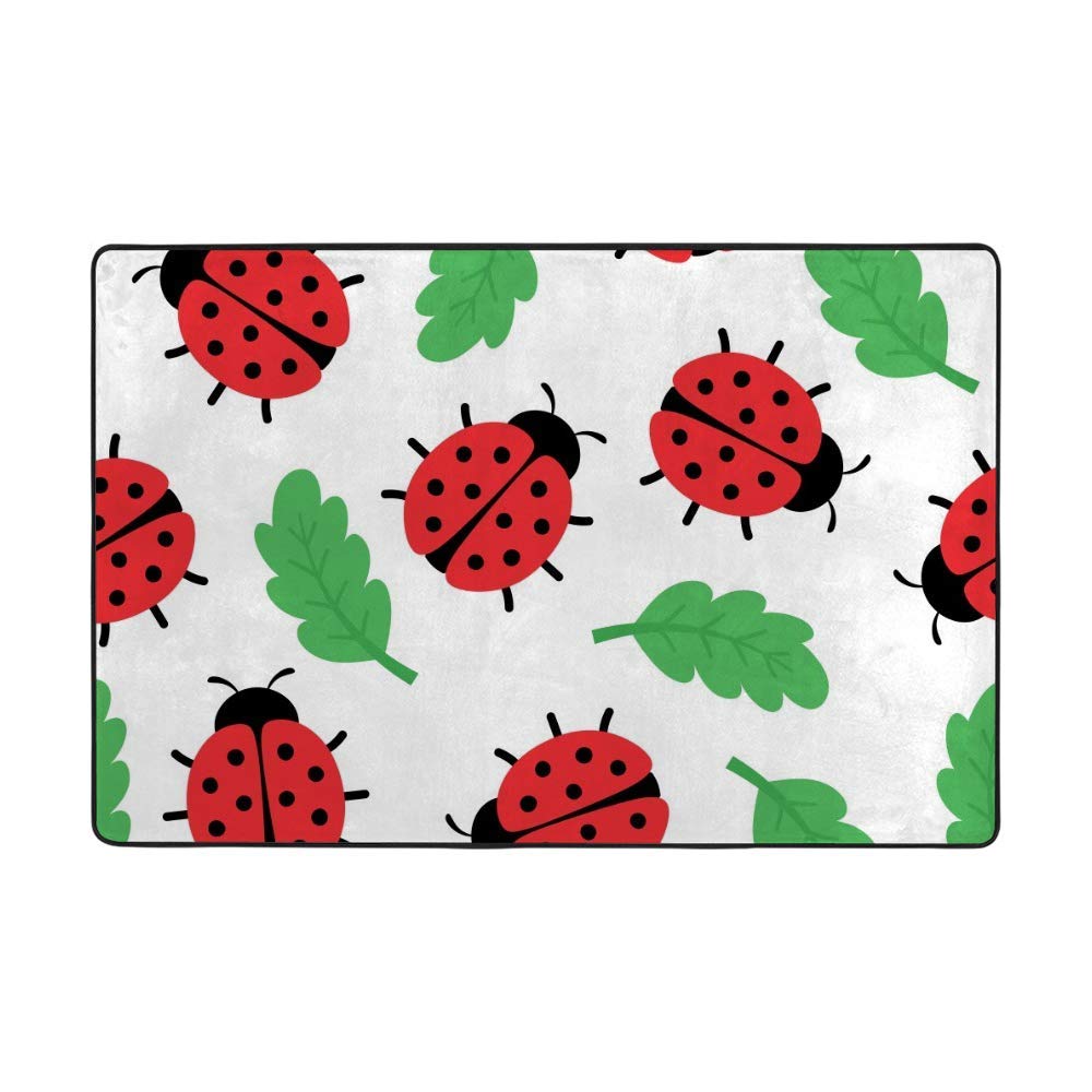 Tapis de dessin animé coccinelle en velours corail pour coin lecture de chambre