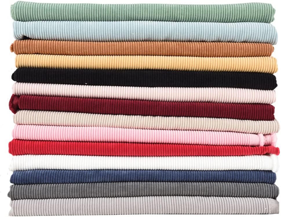GNSN 59x39 in Corduroy 8 Wale Fabric No Stretch Cushion Cover Dress Pants Sewing Costume Upholstery Material Sold (Green,59x39 in/150x100 cm)