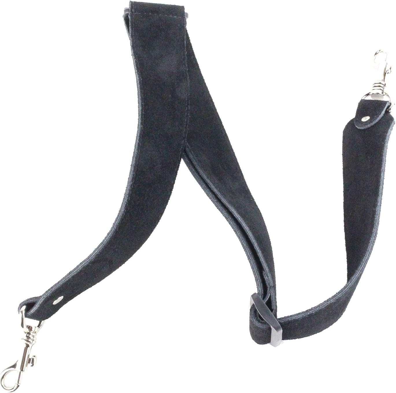 Walker & Williams BS-6-BLK 100% Grain Leather Black Banjo Strap With Clip Ends
