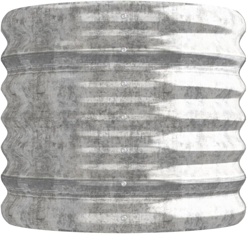 Modern Oval Garden Raised Bed, Silver Powder-Coated Steel Planter, 44.9x15.7x14.2 Inch, Durable Outdoor Planters for Vegetables, Herbs, Flowers