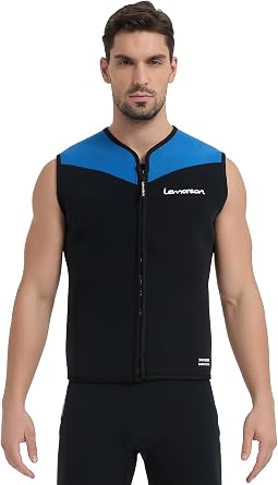 Lemorecn Mens Wetsuit Top Premium Neoprene 3mm Zipper Wetsuit Vest