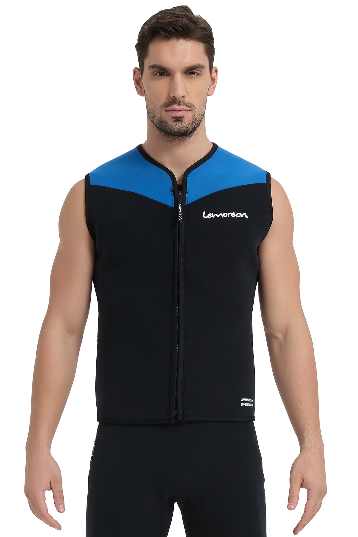 Lemorecn Muta da uomo e donna, 3 mm, senza maniche, in neoprene, con cerniera frontale, per sport acquatici