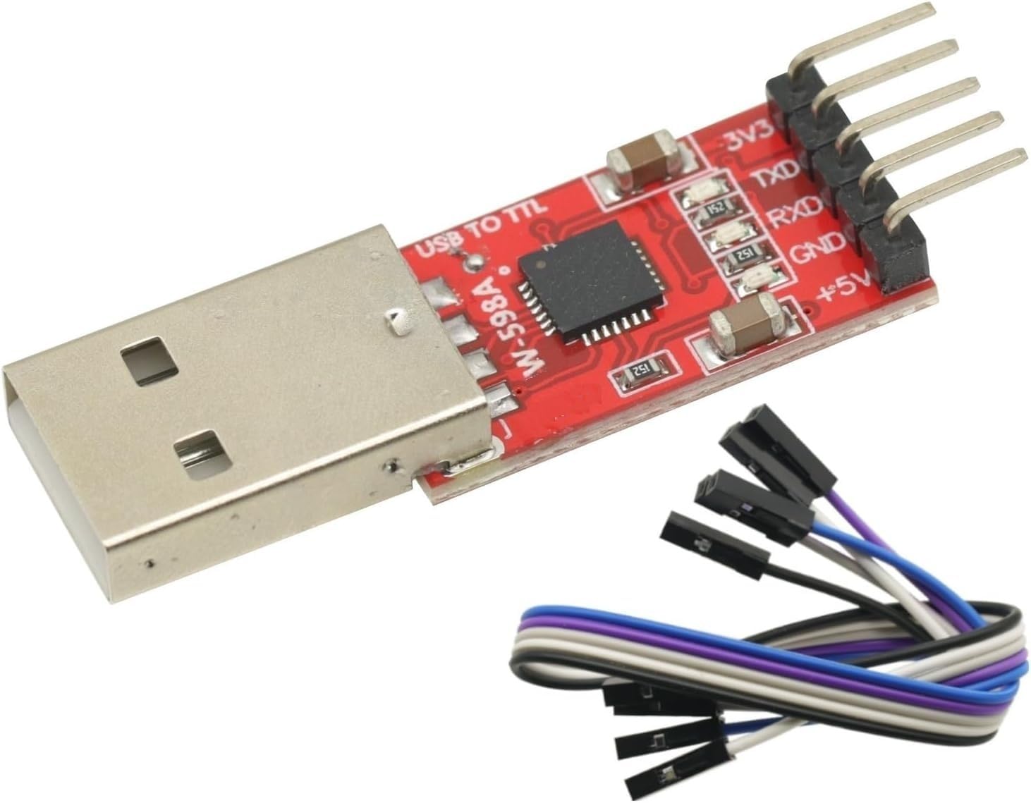 Heevhas CP2102 USB Naar TTL UART Seriële Converter – 2 Stuks – 3,3V & 5V – Incl. Jumperkabel – Voor STC Download & Microcontrollers – Windows, Mac, Linux