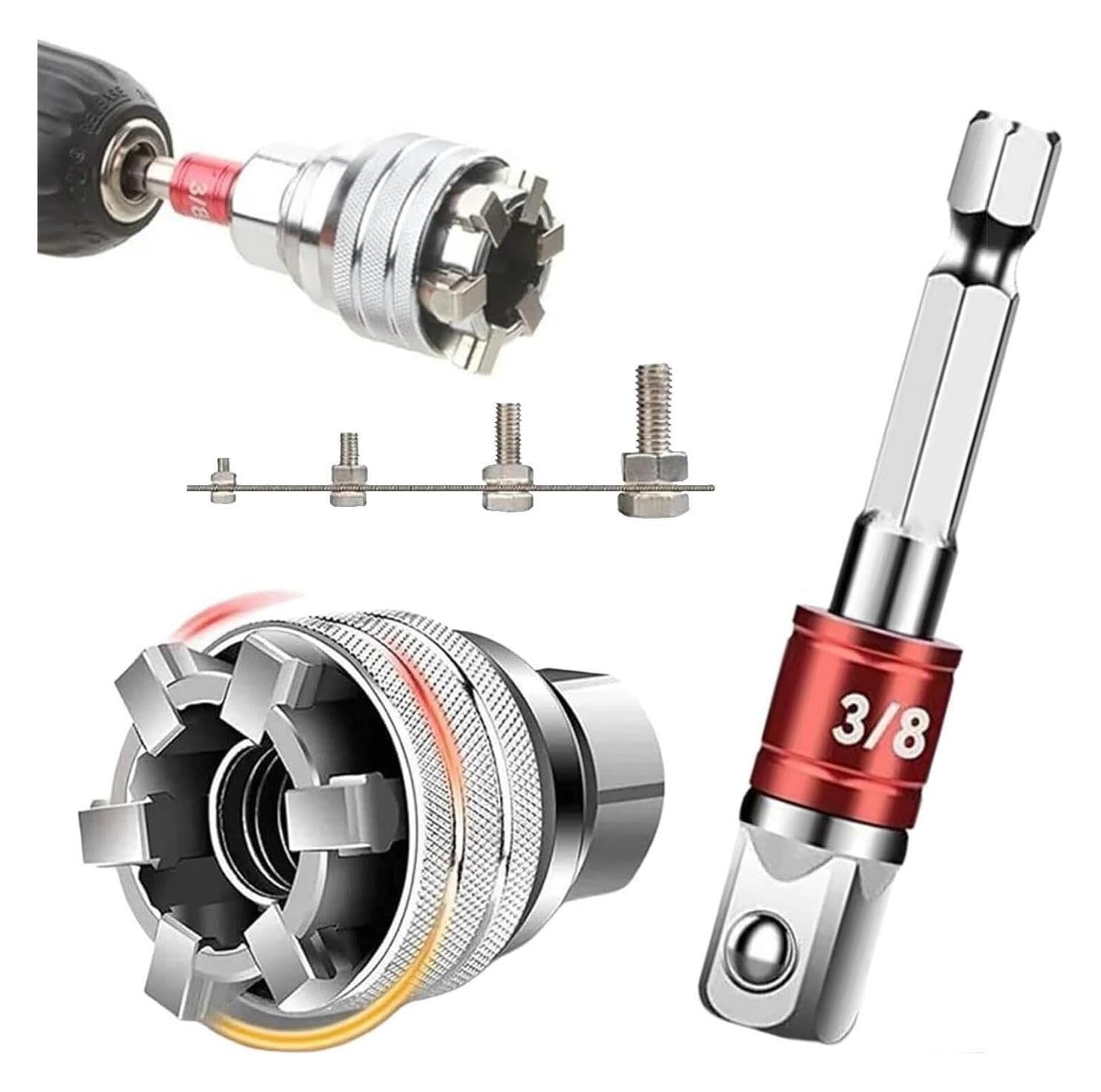 Confezione da 3 chiavi a bussola, manicotto multifunzione da 10‑19 mm | Universale regolabile, for cricchetto da 3/8".