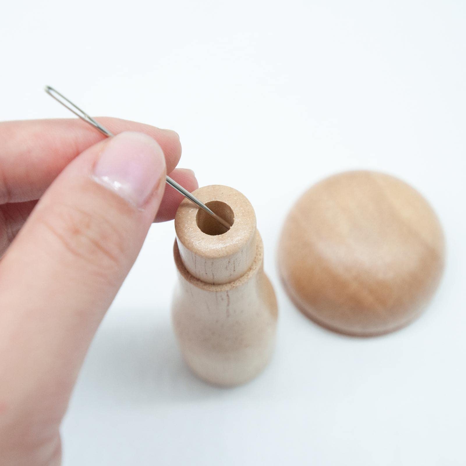 Abonda Kit Da Cucito Con Fungo Per Rammendo - Legno Di Faggio, Con 10 Gomitoli Di Filo, Ago E Cordino, Per Riparare Calzini E Maglioni