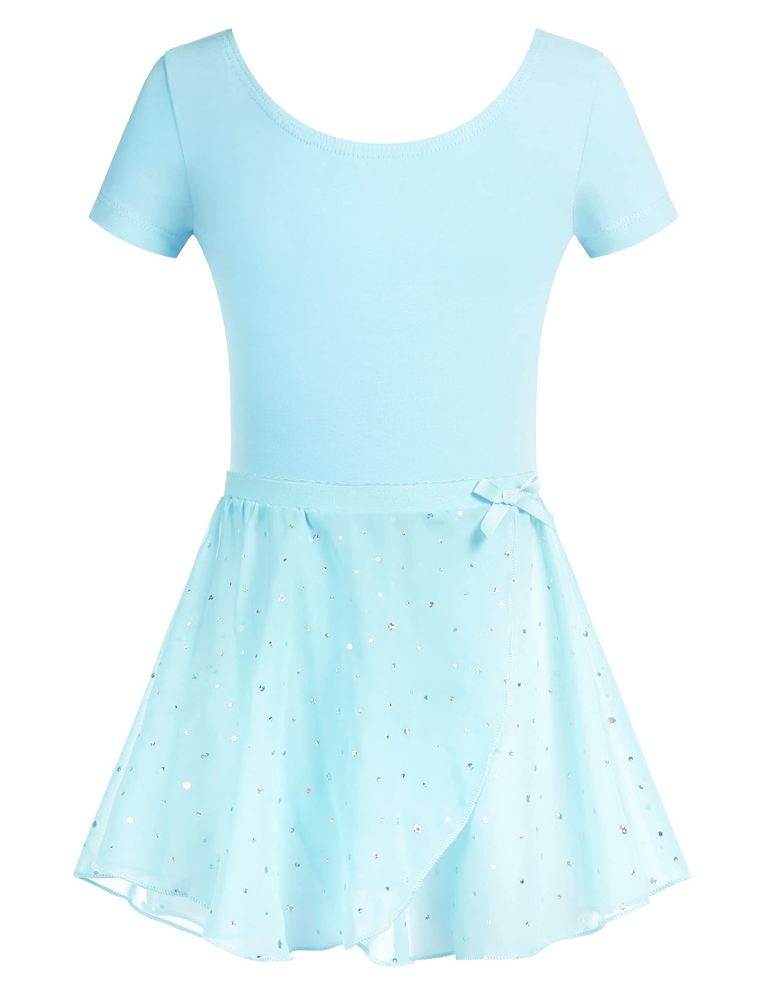 Bricnat Mädchen Ballettkleidung Ballettkleid Kinder Balletttrikot Kurzarm Langarm Tanzbody Tanzkleid aus Baumwolle mit Chiffon Rock Tütü 2-10Jahre